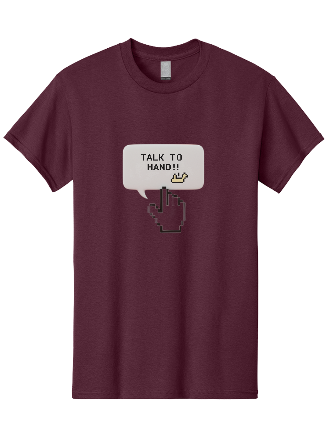 Talk-To-Hand Men'S Graphic Tee, 100% Cotton, Comfortable Casual Summer Wear, Machine Washable, Talk To Hand, Pixel Art, Greeting Card, Waving Hand, User Interface, Retro Style, Chat Bubble, Hand Icon, Hand Gesture, 90S Nostalgia Bab489