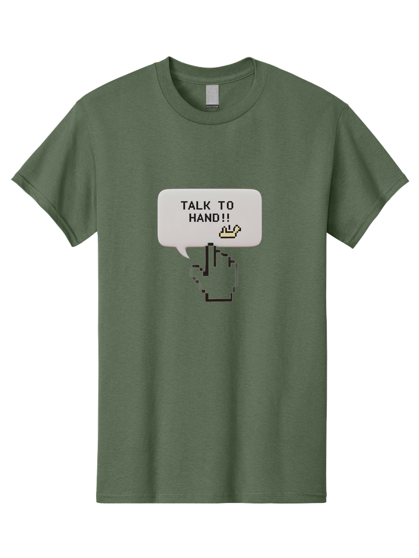 Talk-To-Hand Men'S Graphic Tee, 100% Cotton, Comfortable Casual Summer Wear, Machine Washable, Talk To Hand, Pixel Art, Greeting Card, Waving Hand, User Interface, Retro Style, Chat Bubble, Hand Icon, Hand Gesture, 90S Nostalgia Bab489