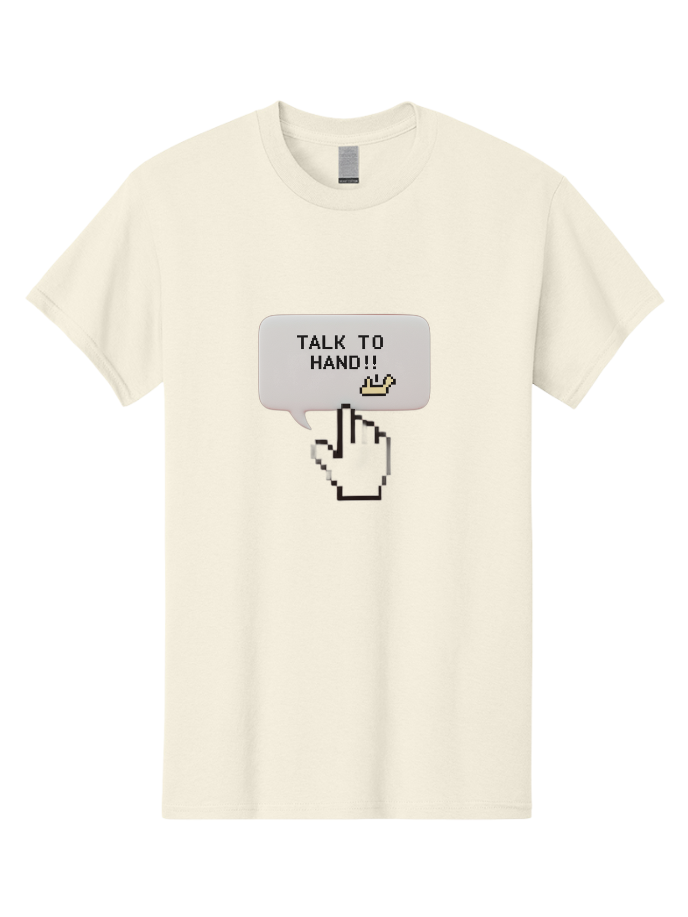Talk-To-Hand Men'S Graphic Tee, 100% Cotton, Comfortable Casual Summer Wear, Machine Washable, Talk To Hand, Pixel Art, Greeting Card, Waving Hand, User Interface, Retro Style, Chat Bubble, Hand Icon, Hand Gesture, 90S Nostalgia Bab489