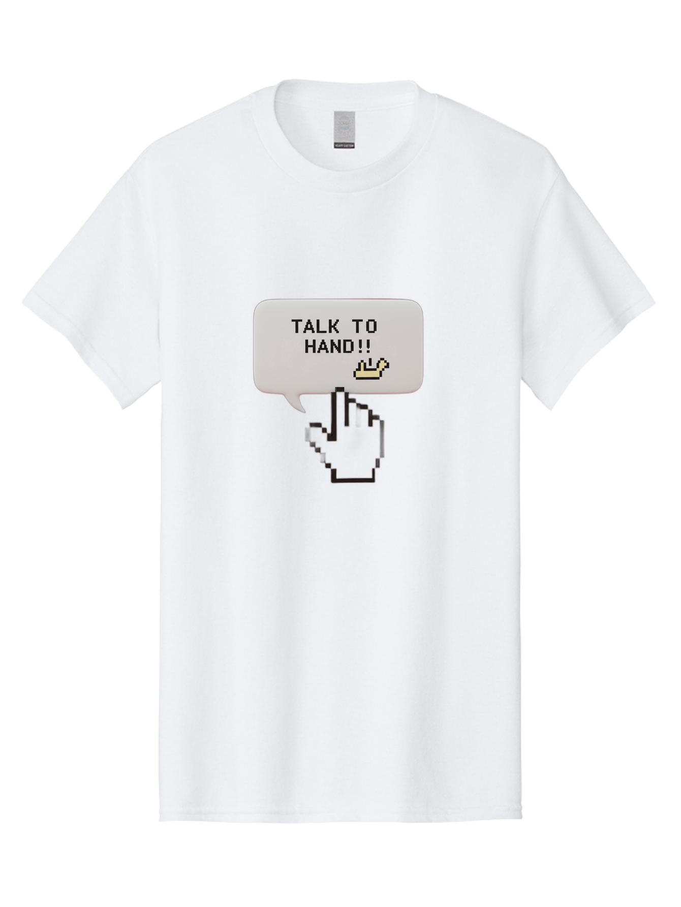 Talk-To-Hand Men'S Graphic Tee, 100% Cotton, Comfortable Casual Summer Wear, Machine Washable, Talk To Hand, Pixel Art, Greeting Card, Waving Hand, User Interface, Retro Style, Chat Bubble, Hand Icon, Hand Gesture, 90S Nostalgia Bab489