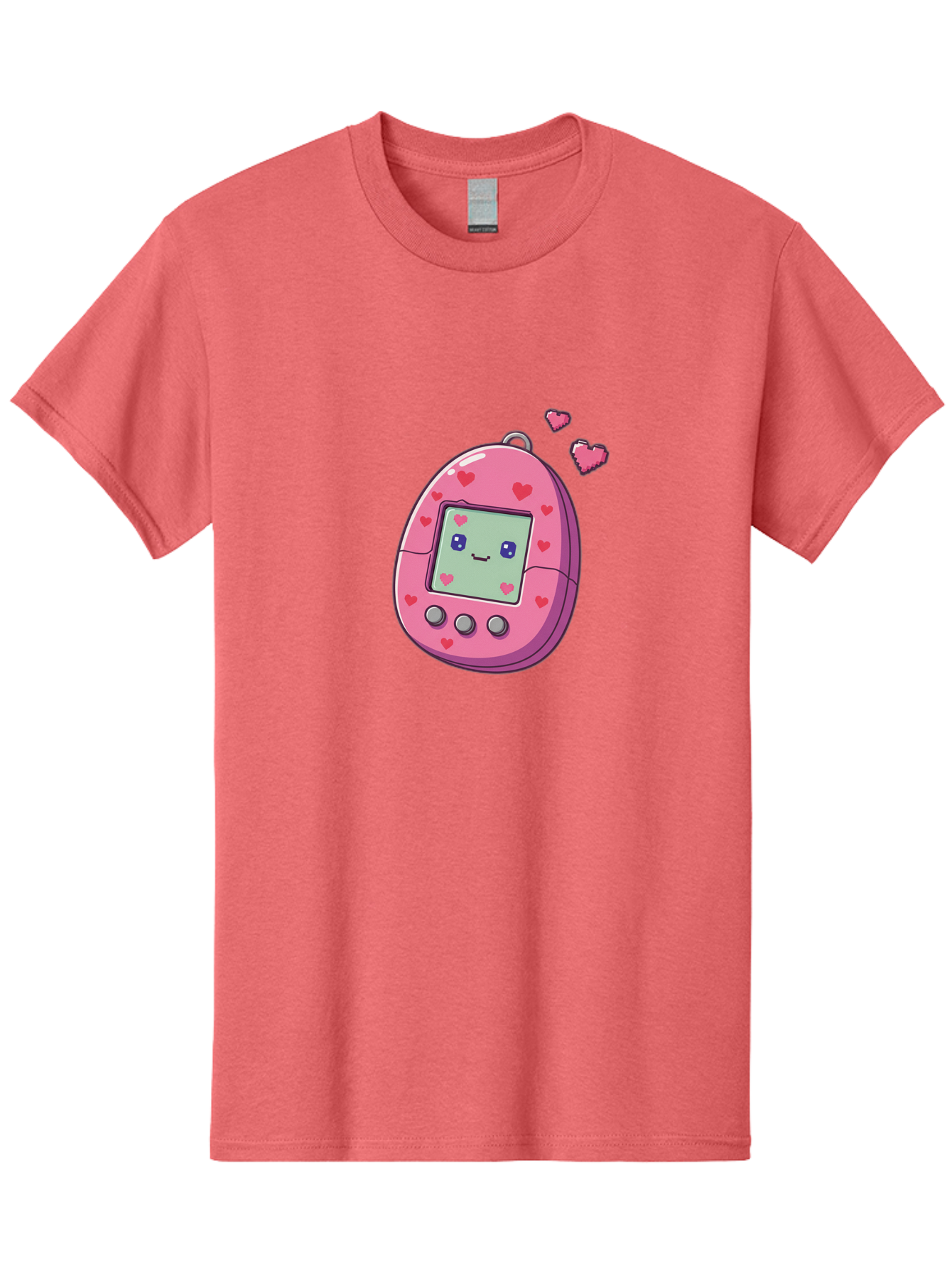 Tamagotchi-1 Men'S Graphic Tee, 100% Cotton, Comfortable Casual Summer Wear, Machine Washable, Pink Digital Pet, Heart Designs, Cute Character, Cartoon Style, Nostalgic Toy, Retro Gaming, 90S Kids, Digital Creature Bab490