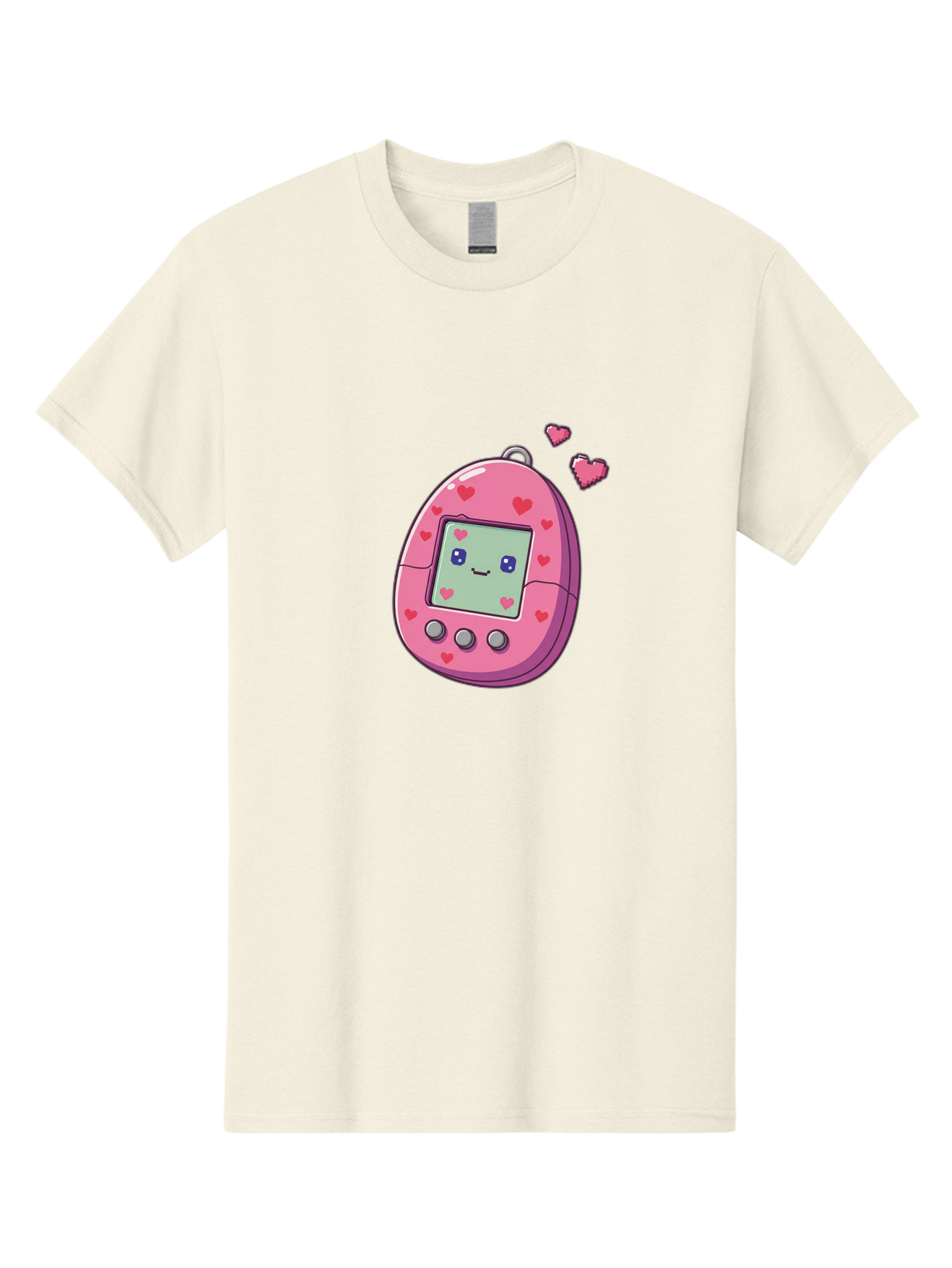 Tamagotchi-1 Men'S Graphic Tee, 100% Cotton, Comfortable Casual Summer Wear, Machine Washable, Pink Digital Pet, Heart Designs, Cute Character, Cartoon Style, Nostalgic Toy, Retro Gaming, 90S Kids, Digital Creature Bab490