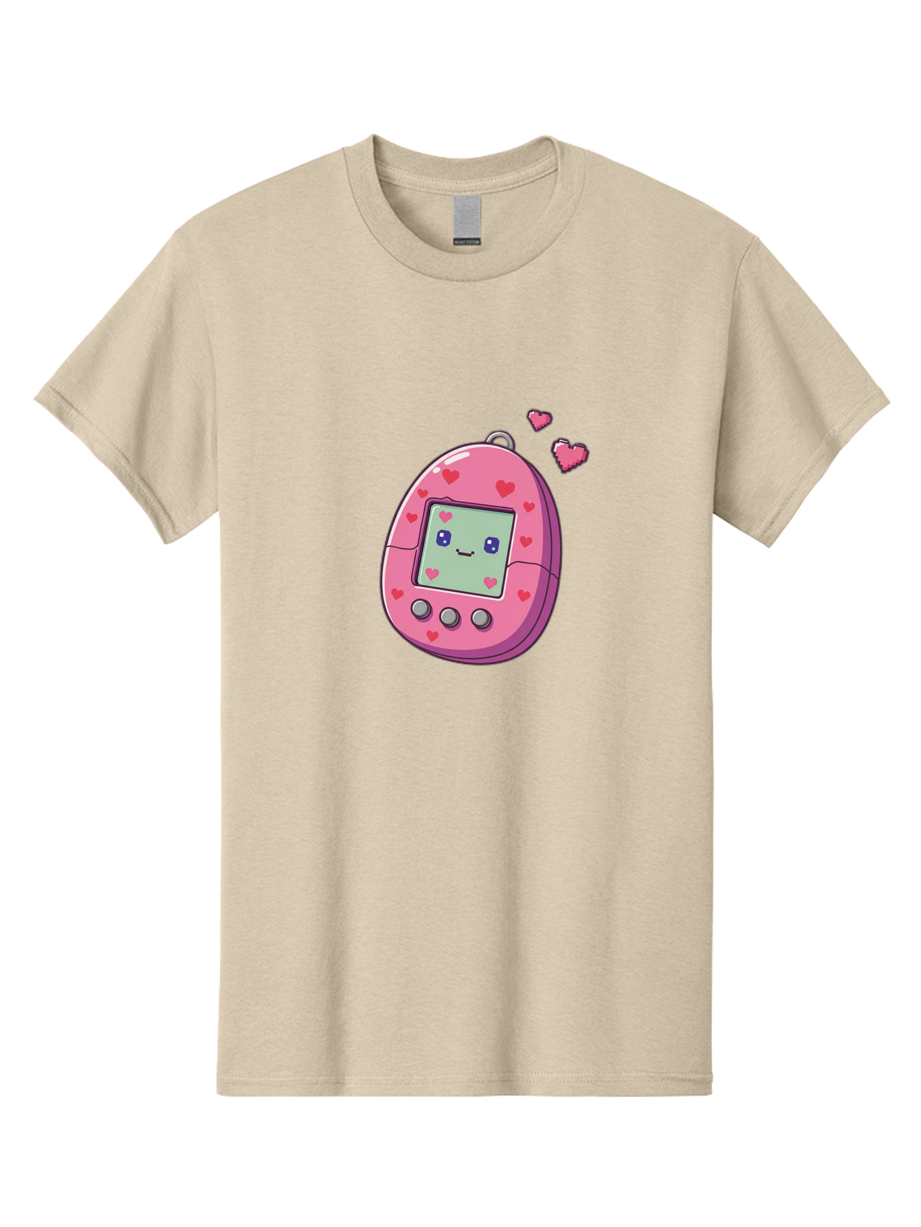 Tamagotchi-1 Men'S Graphic Tee, 100% Cotton, Comfortable Casual Summer Wear, Machine Washable, Pink Digital Pet, Heart Designs, Cute Character, Cartoon Style, Nostalgic Toy, Retro Gaming, 90S Kids, Digital Creature Bab490