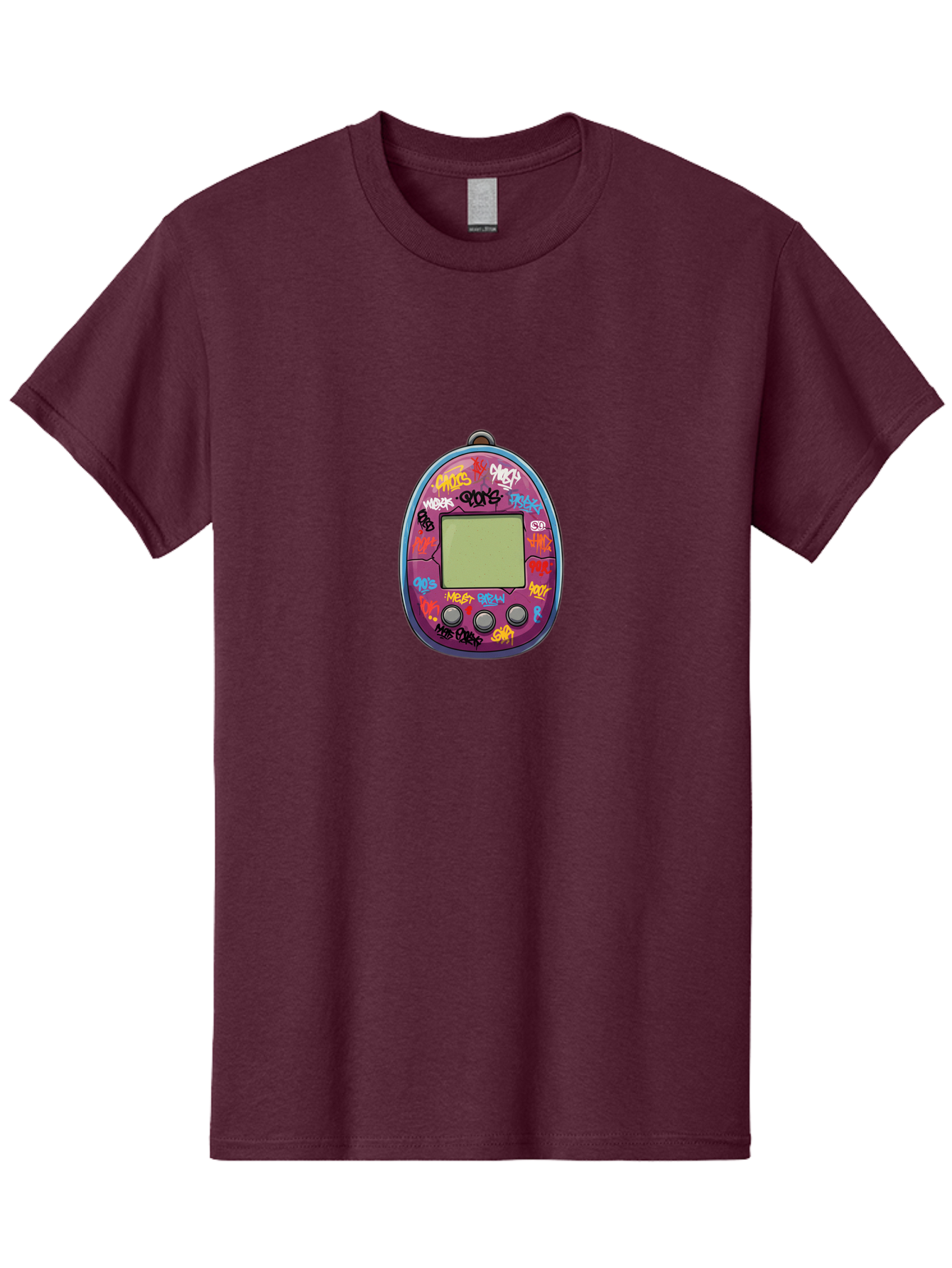 Tamagotchi-10 Men'S Graphic Tee, 100% Cotton, Comfortable Casual Summer Wear, Machine Washable, Graffiti Covered Digital Pet, Retro Handheld Game, Nostalgic 90S Toy, Tamagotchi Toy, Digital Creature, Nostalgic Tech, Childhood Memories, Bab491