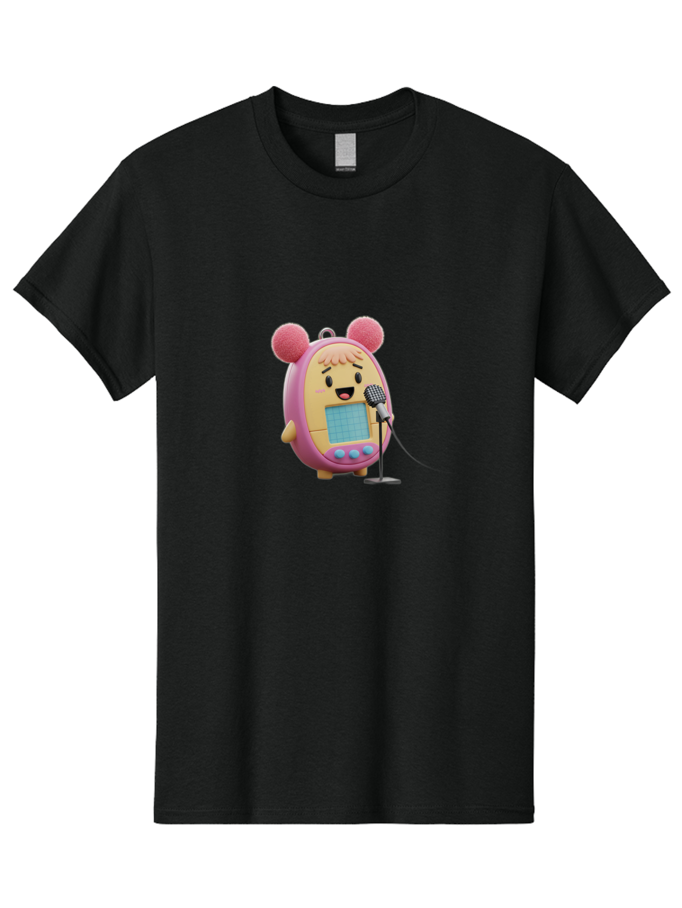Tamagotchi-12 Men'S Graphic Tee, 100% Cotton, Comfortable Casual Summer Wear, Machine Washable, Tamagotchi Character, Singing Into Microphone, Cute Digital Pet, Pop Culture Icon, Retro Toy, Fun And Playful, Kawaii Character, Singing With Joy Bab493