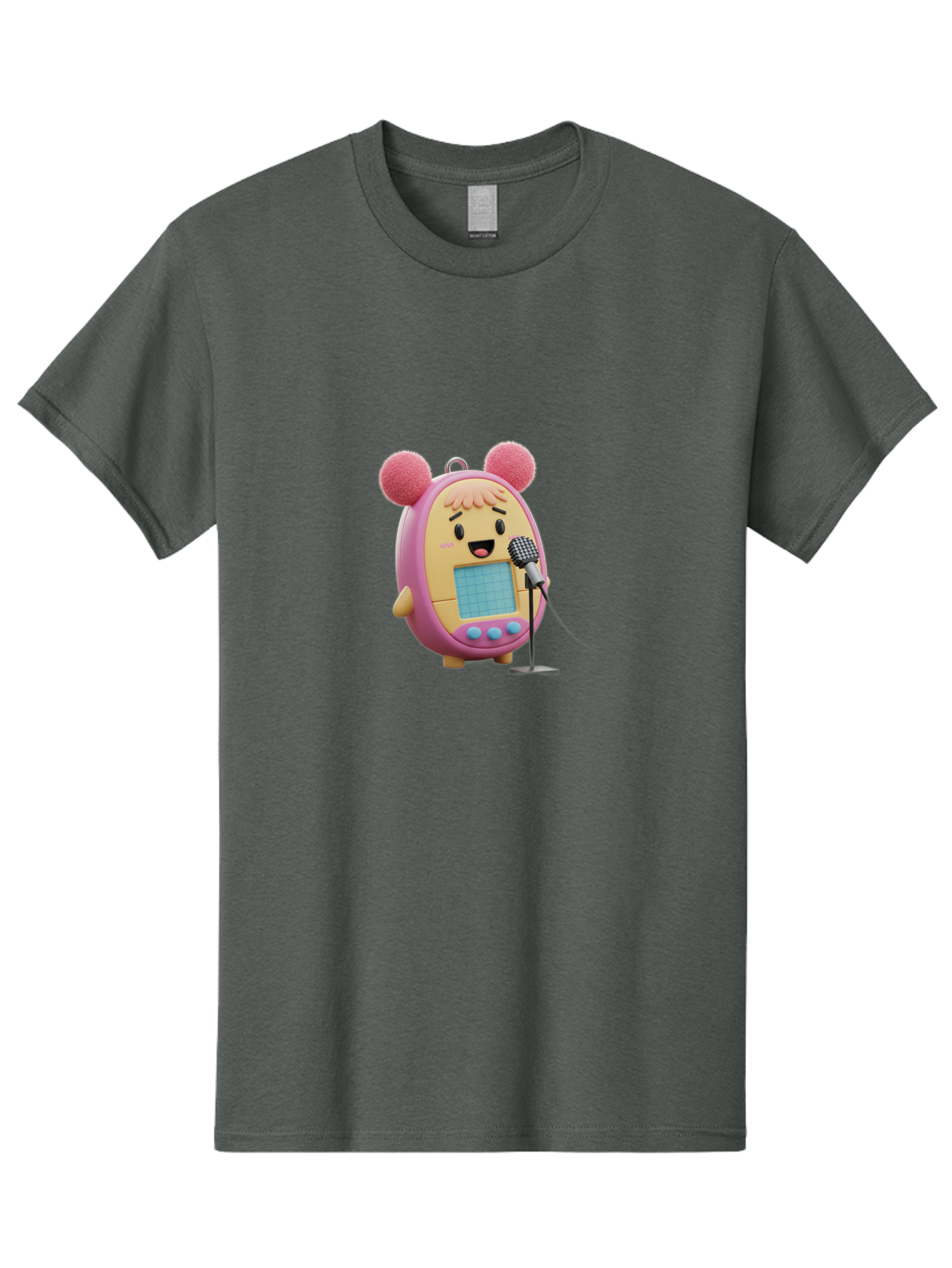 Tamagotchi-12 Men'S Graphic Tee, 100% Cotton, Comfortable Casual Summer Wear, Machine Washable, Tamagotchi Character, Singing Into Microphone, Cute Digital Pet, Pop Culture Icon, Retro Toy, Fun And Playful, Kawaii Character, Singing With Joy Bab493