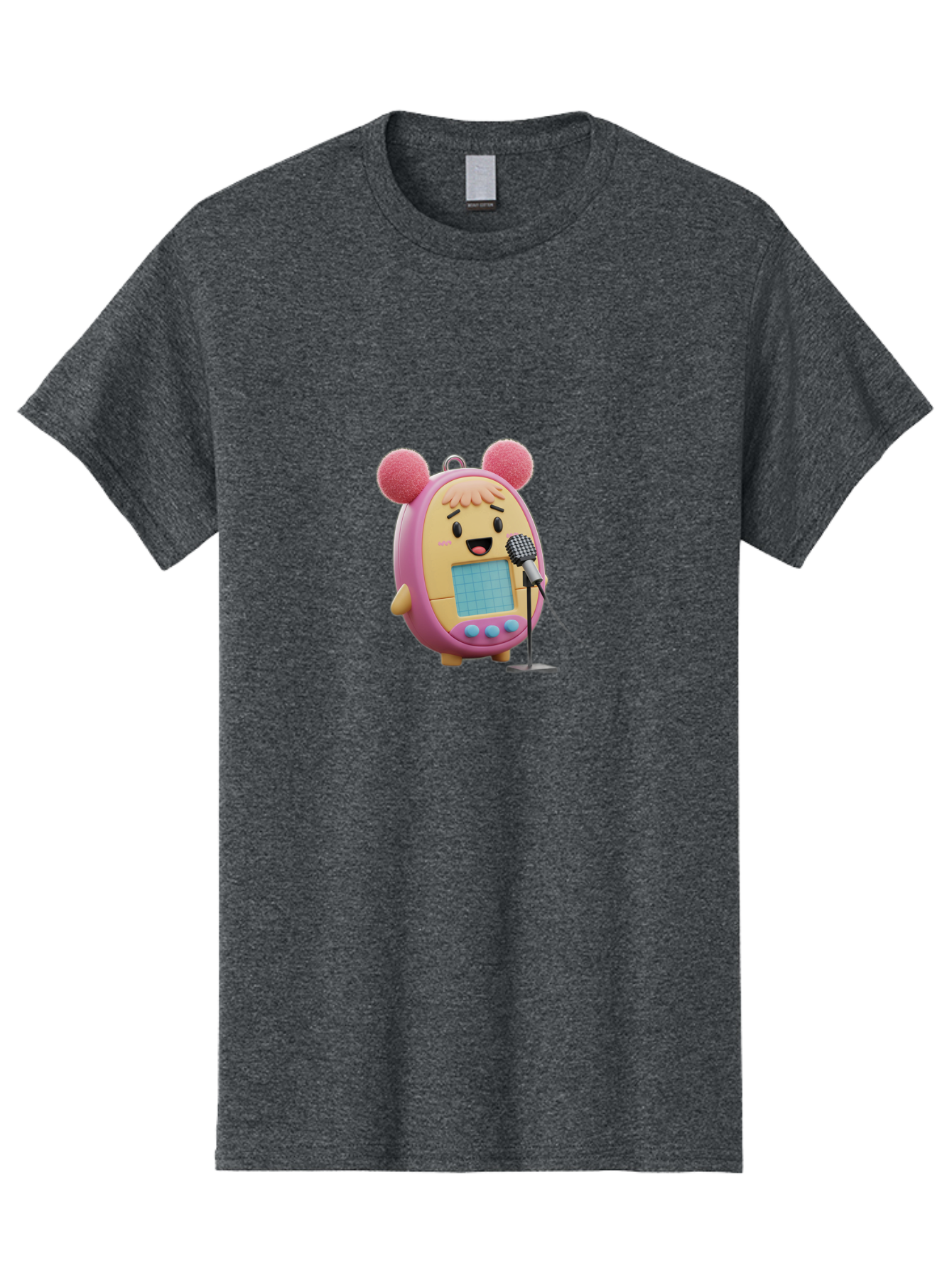 Tamagotchi-12 Men'S Graphic Tee, 100% Cotton, Comfortable Casual Summer Wear, Machine Washable, Tamagotchi Character, Singing Into Microphone, Cute Digital Pet, Pop Culture Icon, Retro Toy, Fun And Playful, Kawaii Character, Singing With Joy Bab493