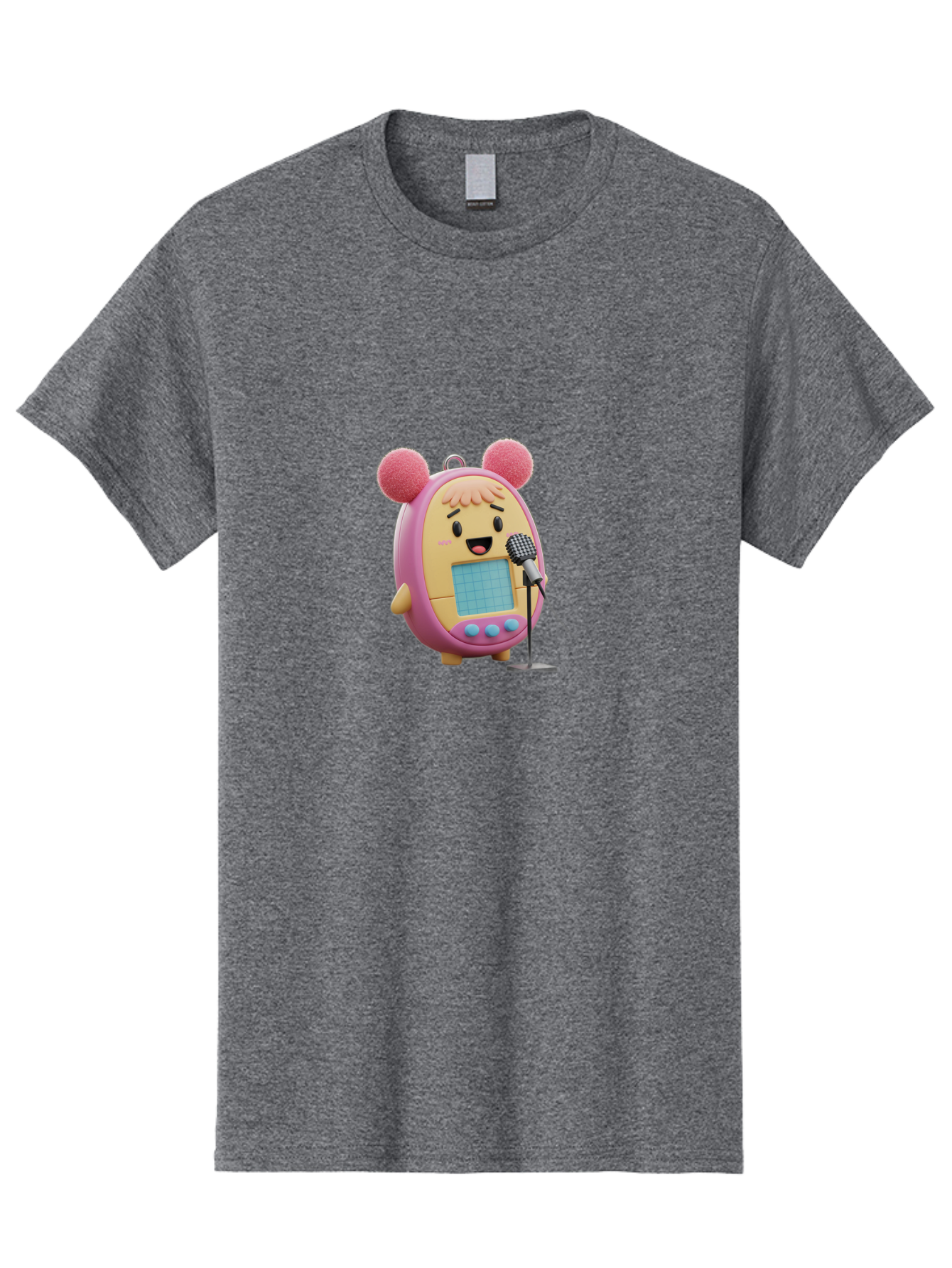 Tamagotchi-12 Men'S Graphic Tee, 100% Cotton, Comfortable Casual Summer Wear, Machine Washable, Tamagotchi Character, Singing Into Microphone, Cute Digital Pet, Pop Culture Icon, Retro Toy, Fun And Playful, Kawaii Character, Singing With Joy Bab493