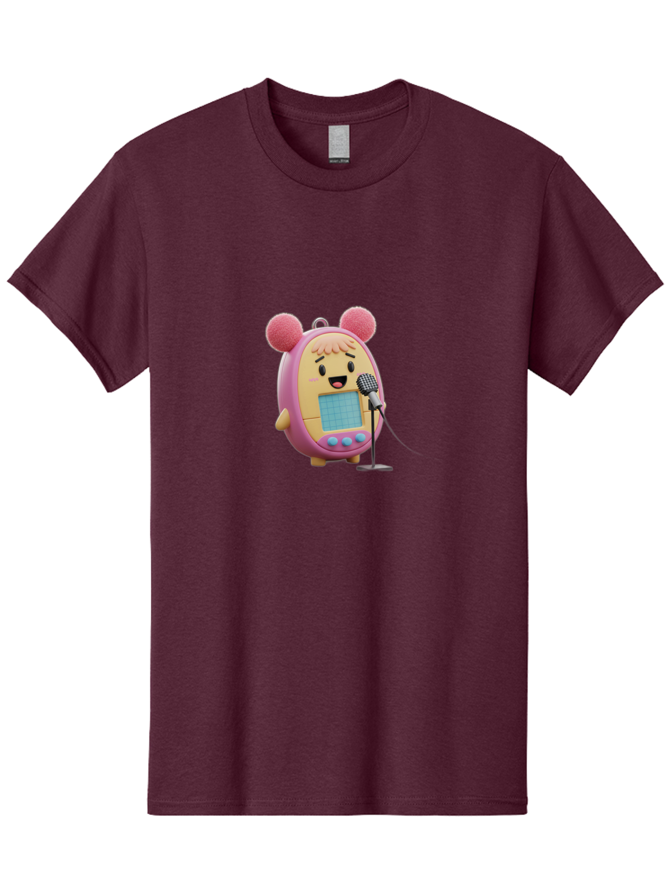 Tamagotchi-12 Men'S Graphic Tee, 100% Cotton, Comfortable Casual Summer Wear, Machine Washable, Tamagotchi Character, Singing Into Microphone, Cute Digital Pet, Pop Culture Icon, Retro Toy, Fun And Playful, Kawaii Character, Singing With Joy Bab493