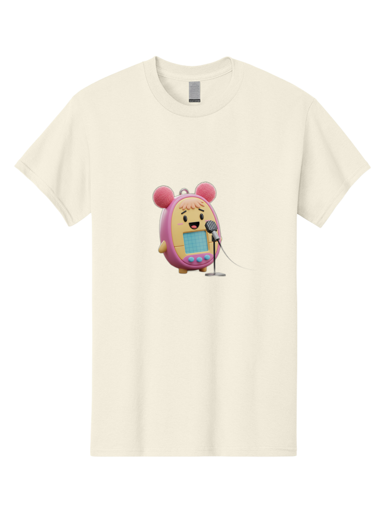 Tamagotchi-12 Men'S Graphic Tee, 100% Cotton, Comfortable Casual Summer Wear, Machine Washable, Tamagotchi Character, Singing Into Microphone, Cute Digital Pet, Pop Culture Icon, Retro Toy, Fun And Playful, Kawaii Character, Singing With Joy Bab493
