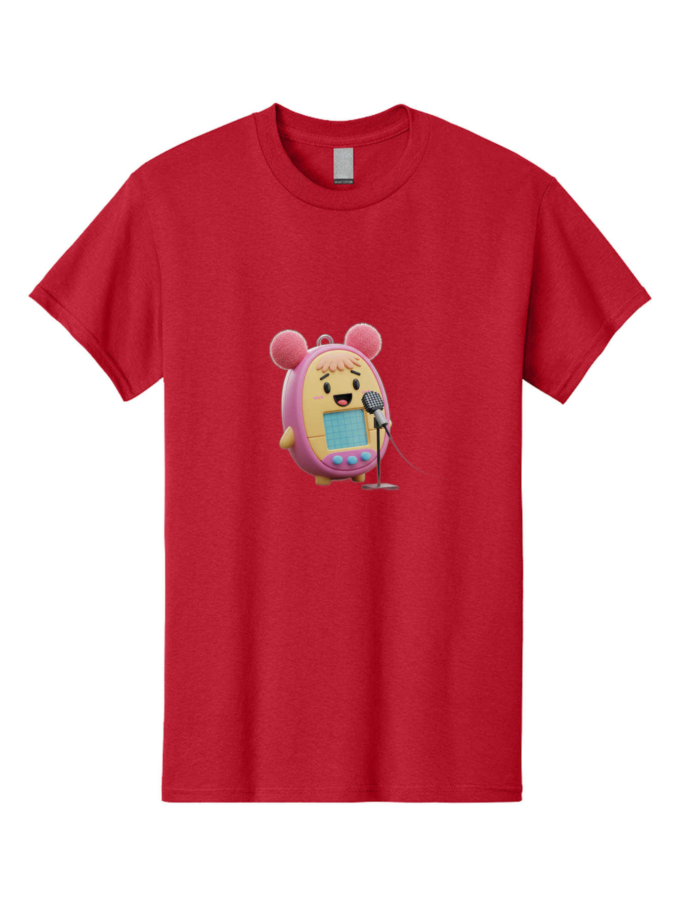 Tamagotchi-12 Men'S Graphic Tee, 100% Cotton, Comfortable Casual Summer Wear, Machine Washable, Tamagotchi Character, Singing Into Microphone, Cute Digital Pet, Pop Culture Icon, Retro Toy, Fun And Playful, Kawaii Character, Singing With Joy Bab493