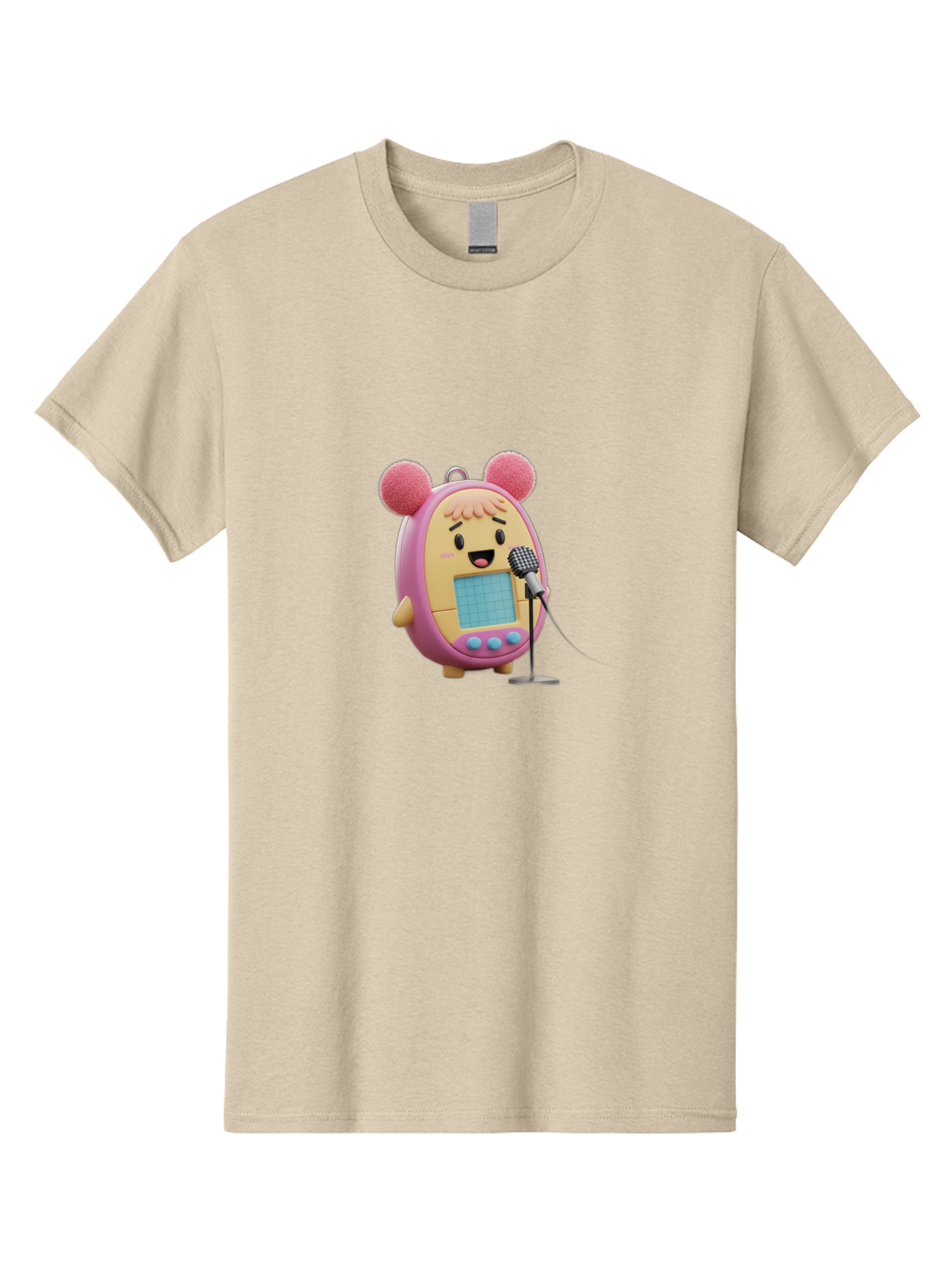 Tamagotchi-12 Men'S Graphic Tee, 100% Cotton, Comfortable Casual Summer Wear, Machine Washable, Tamagotchi Character, Singing Into Microphone, Cute Digital Pet, Pop Culture Icon, Retro Toy, Fun And Playful, Kawaii Character, Singing With Joy Bab493