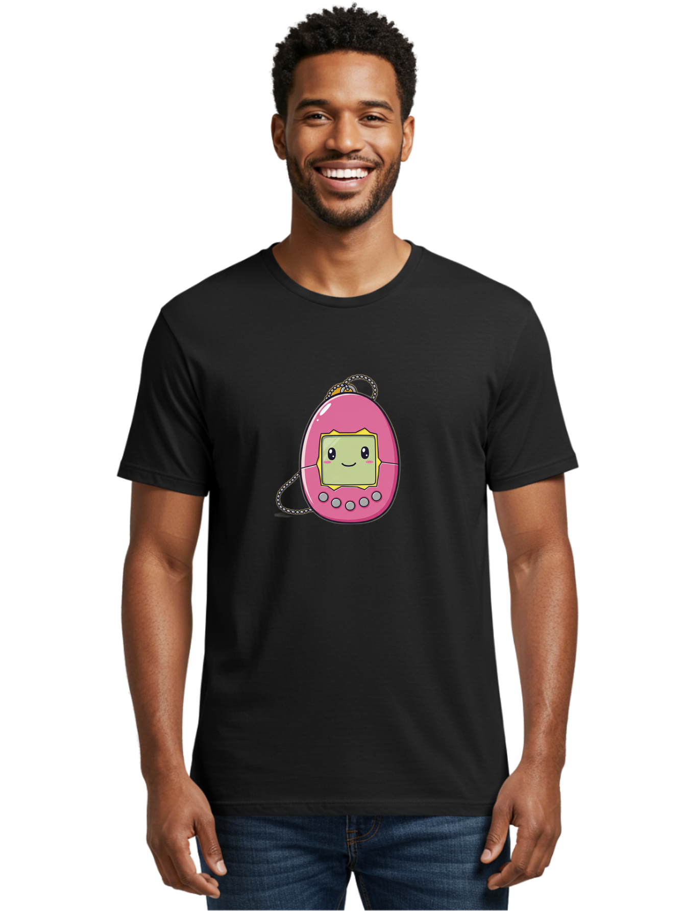 Tamagotchi-14 Men'S Graphic Tee, 100% Cotton, Comfortable Casual Summer Wear, Machine Washable, Digital Pet, Pink Tamagotchi, Cartoon Character, Cute Design, Retro Toy, Nostalgic, Kawaii, Handheld Game, Fun, Entertainment, 90S Kids, Bab495