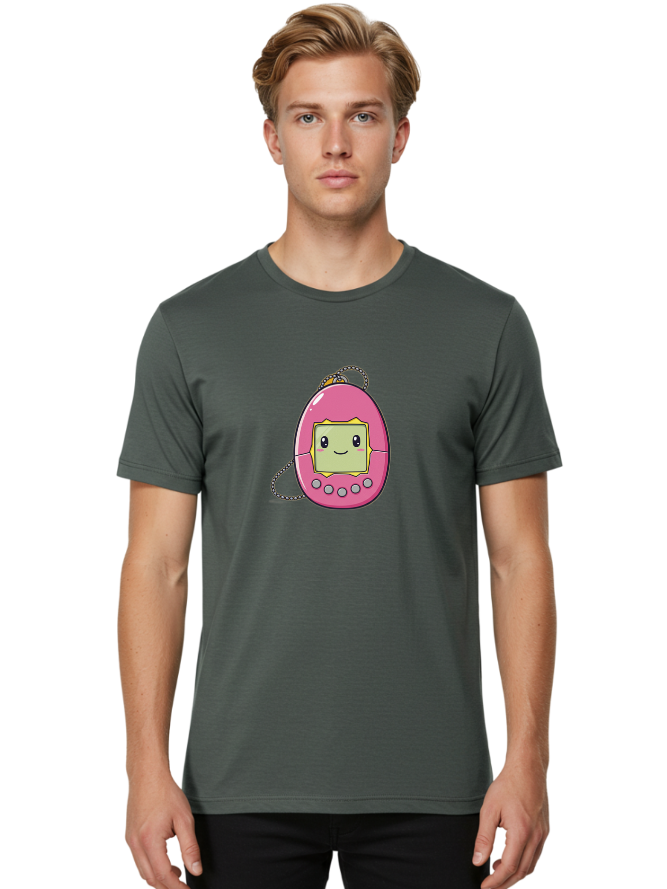 Tamagotchi-14 Men'S Graphic Tee, 100% Cotton, Comfortable Casual Summer Wear, Machine Washable, Digital Pet, Pink Tamagotchi, Cartoon Character, Cute Design, Retro Toy, Nostalgic, Kawaii, Handheld Game, Fun, Entertainment, 90S Kids, Bab495