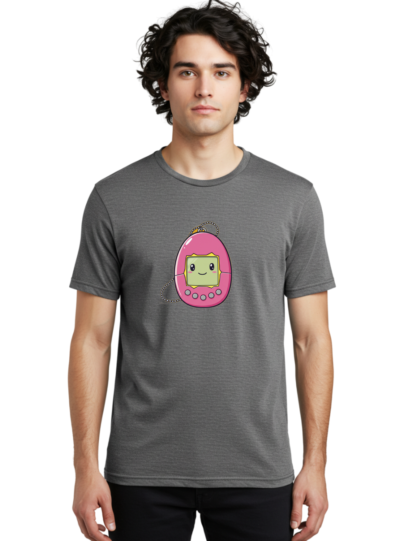 Tamagotchi-14 Men'S Graphic Tee, 100% Cotton, Comfortable Casual Summer Wear, Machine Washable, Digital Pet, Pink Tamagotchi, Cartoon Character, Cute Design, Retro Toy, Nostalgic, Kawaii, Handheld Game, Fun, Entertainment, 90S Kids, Bab495