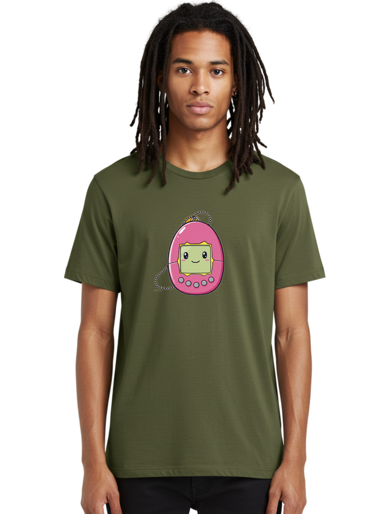 Tamagotchi-14 Men'S Graphic Tee, 100% Cotton, Comfortable Casual Summer Wear, Machine Washable, Digital Pet, Pink Tamagotchi, Cartoon Character, Cute Design, Retro Toy, Nostalgic, Kawaii, Handheld Game, Fun, Entertainment, 90S Kids, Bab495