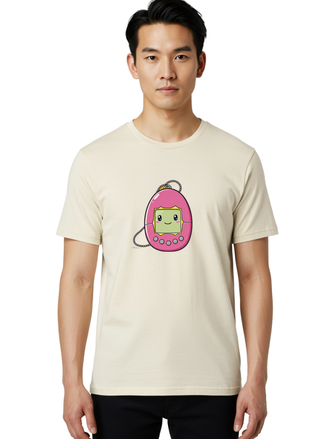 Tamagotchi-14 Men'S Graphic Tee, 100% Cotton, Comfortable Casual Summer Wear, Machine Washable, Digital Pet, Pink Tamagotchi, Cartoon Character, Cute Design, Retro Toy, Nostalgic, Kawaii, Handheld Game, Fun, Entertainment, 90S Kids, Bab495
