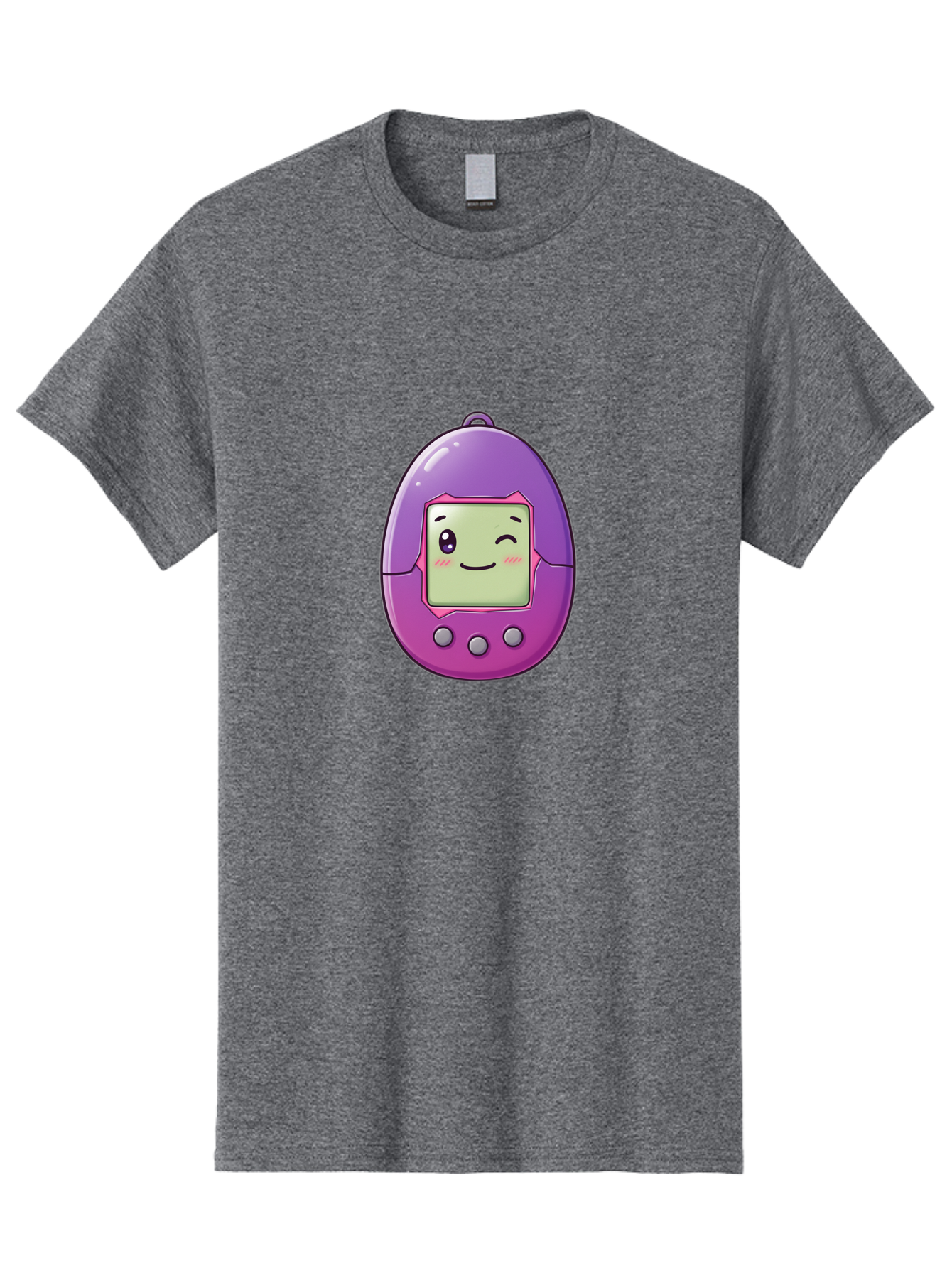 Tamagotchi-2 Men'S Graphic Tee, 100% Cotton, Comfortable Casual Summer Wear, Machine Washable, Digital Pet, Cartoon Character, Kawaii Culture, Retro Gaming, Nostalgic Toy, Egg-Shaped Device, Purple And Pink, Cute Design, 90S Nostalgia, Bab496