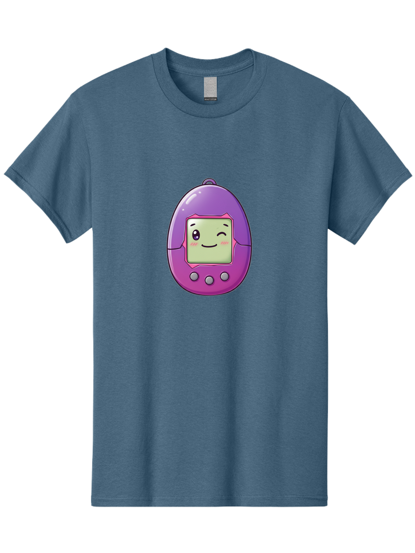 Tamagotchi-2 Men'S Graphic Tee, 100% Cotton, Comfortable Casual Summer Wear, Machine Washable, Digital Pet, Cartoon Character, Kawaii Culture, Retro Gaming, Nostalgic Toy, Egg-Shaped Device, Purple And Pink, Cute Design, 90S Nostalgia, Bab496