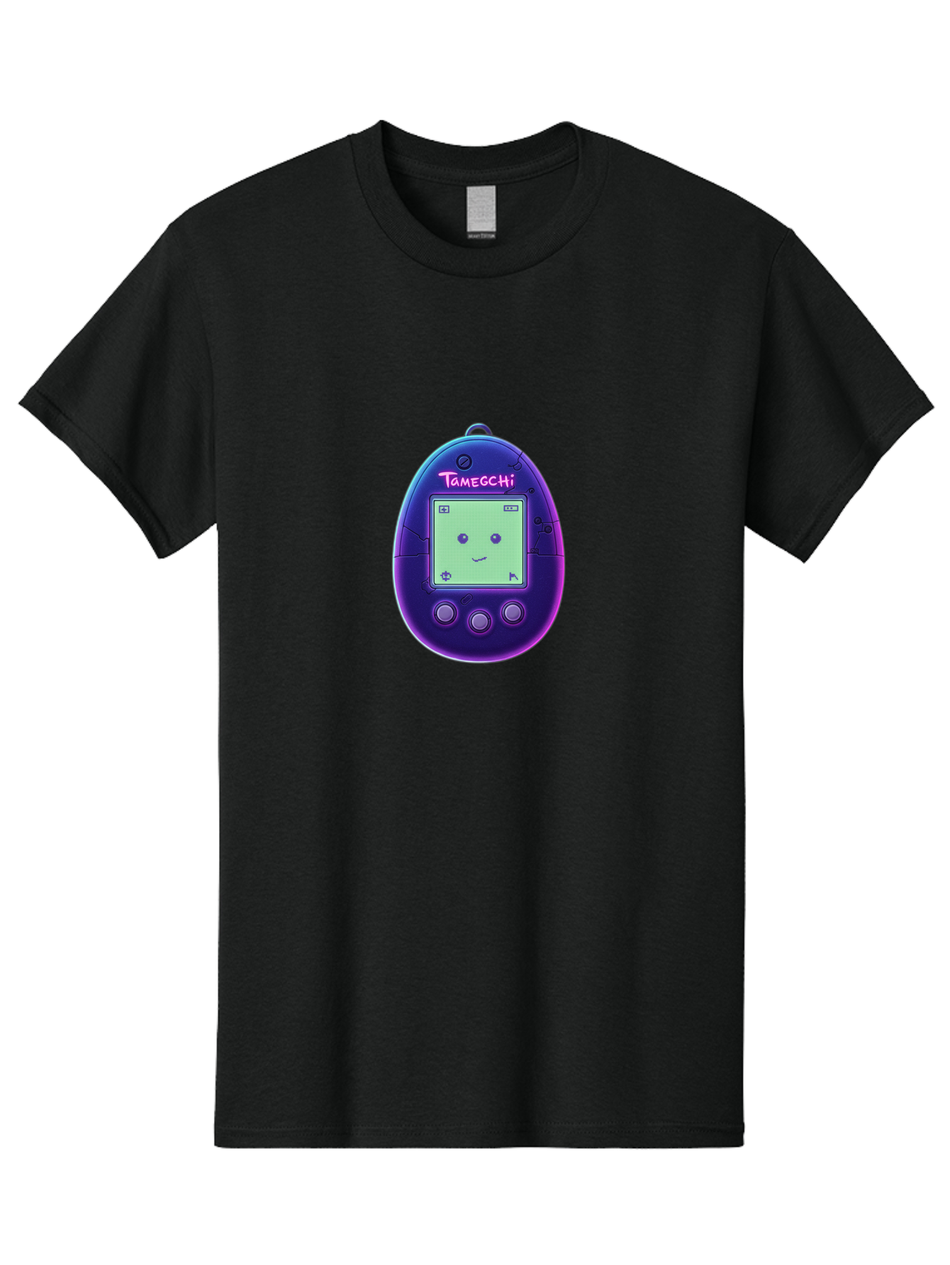 Tamagotchi-4 Men'S Graphic Tee, 100% Cotton, Comfortable Casual Summer Wear, Machine Washable, Retro Digital Pet, Handheld Game, Nostalgic Tech, Purple Egg-Shaped Device, Cute Character, Gaming Nostalgia, 90S Kids, Retro Gaming Culture Bab498