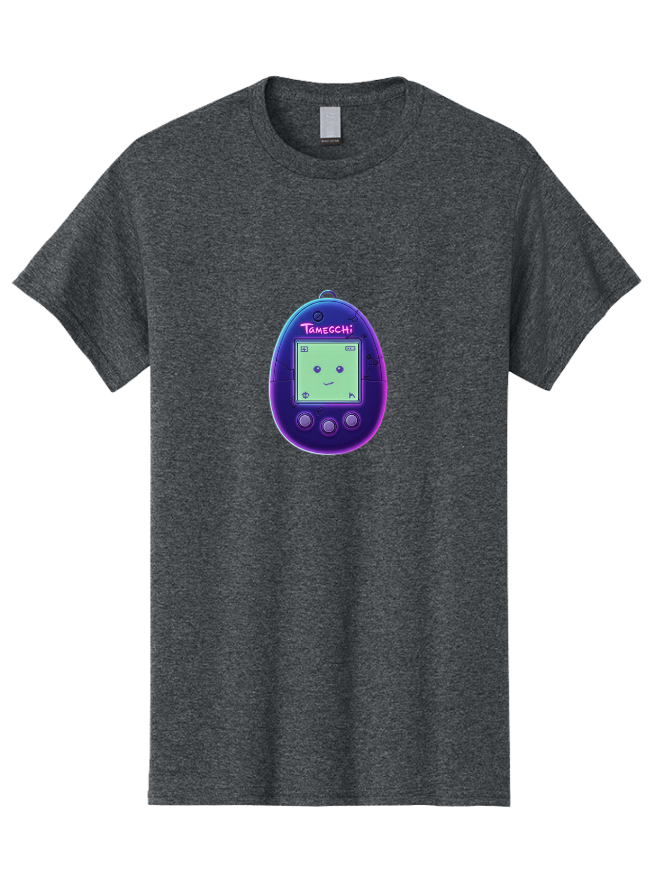 Tamagotchi-4 Men'S Graphic Tee, 100% Cotton, Comfortable Casual Summer Wear, Machine Washable, Retro Digital Pet, Handheld Game, Nostalgic Tech, Purple Egg-Shaped Device, Cute Character, Gaming Nostalgia, 90S Kids, Retro Gaming Culture Bab498