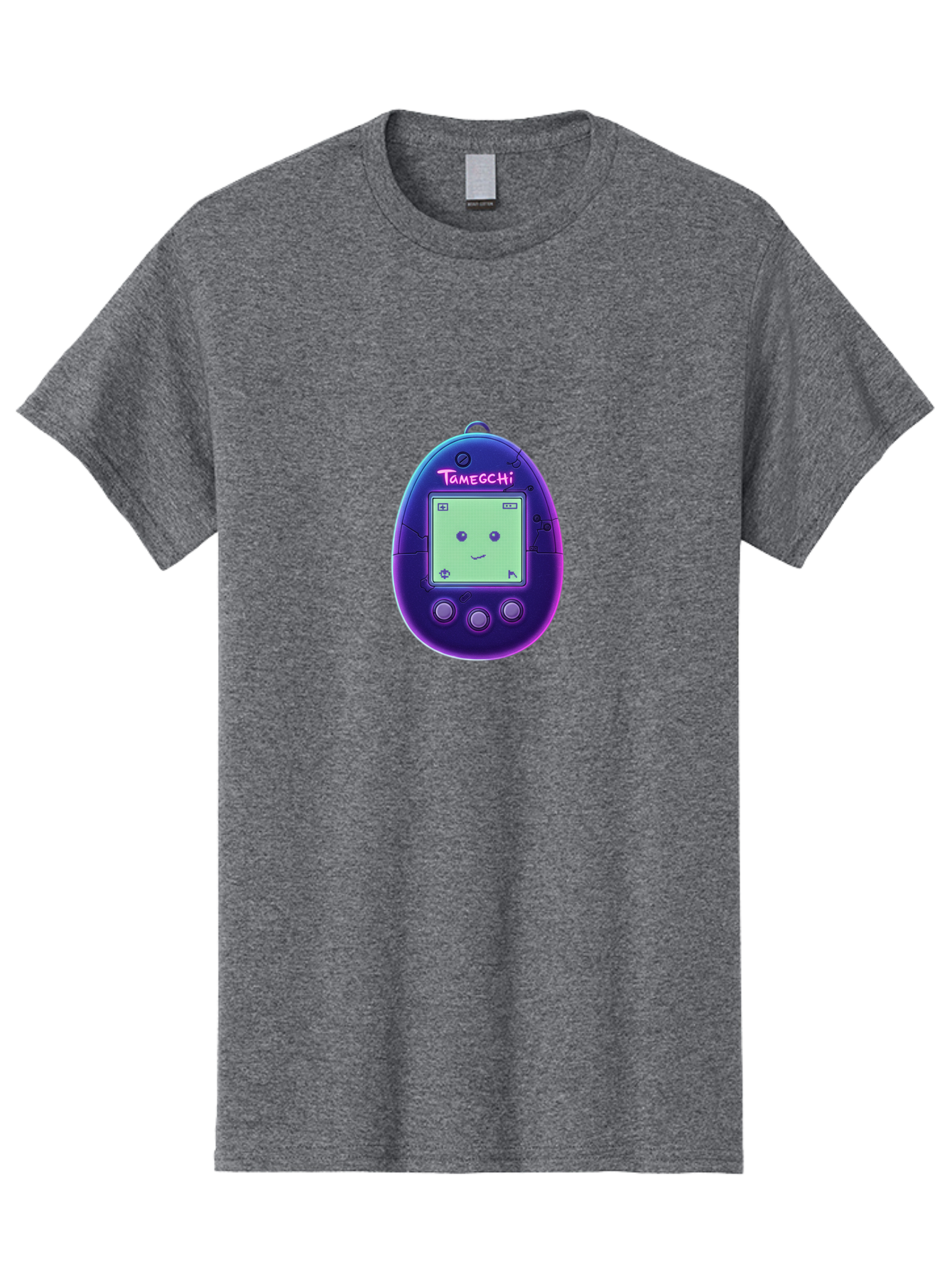 Tamagotchi-4 Men'S Graphic Tee, 100% Cotton, Comfortable Casual Summer Wear, Machine Washable, Retro Digital Pet, Handheld Game, Nostalgic Tech, Purple Egg-Shaped Device, Cute Character, Gaming Nostalgia, 90S Kids, Retro Gaming Culture Bab498