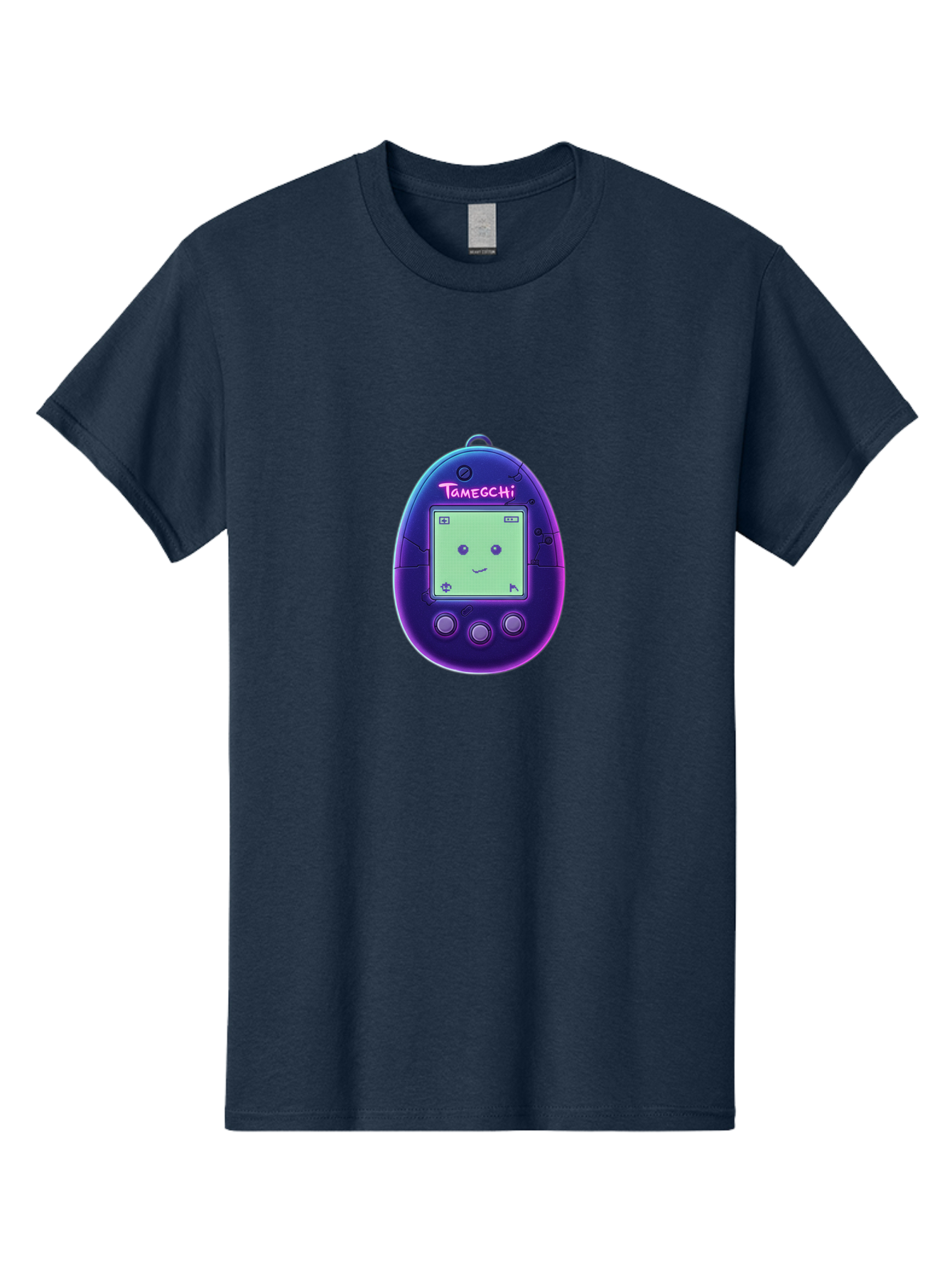 Tamagotchi-4 Men'S Graphic Tee, 100% Cotton, Comfortable Casual Summer Wear, Machine Washable, Retro Digital Pet, Handheld Game, Nostalgic Tech, Purple Egg-Shaped Device, Cute Character, Gaming Nostalgia, 90S Kids, Retro Gaming Culture Bab498