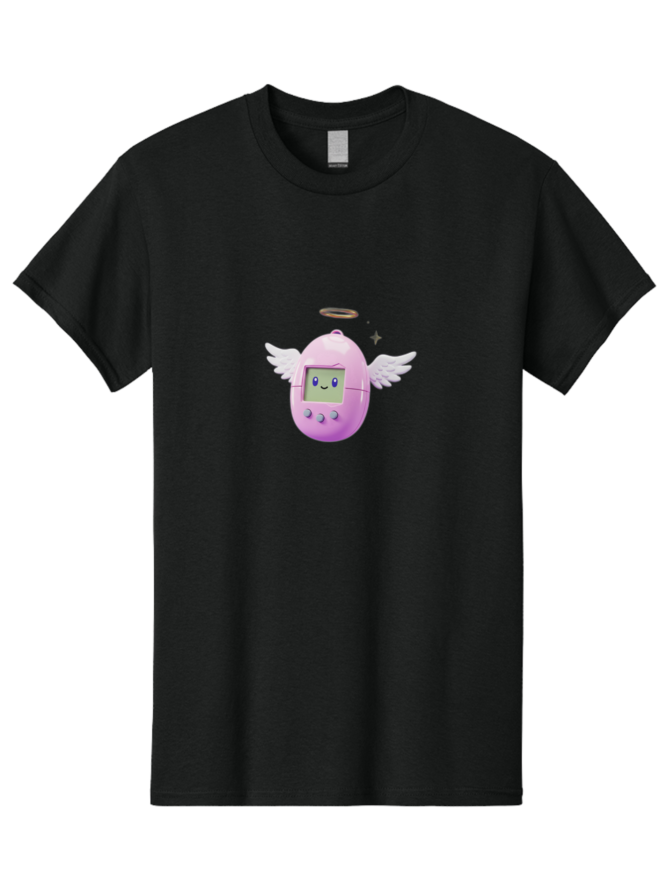 Tamagotchi-5 Men'S Graphic Tee, 100% Cotton, Comfortable Casual Summer Wear, Machine Washable, Tamagotchi With Wings, Cartoon Character, Pink Digital Pet, Smiley Face, Cute Design, Retro Toy, Nostalgic Feel, Adorable, Digital Creature Bab499
