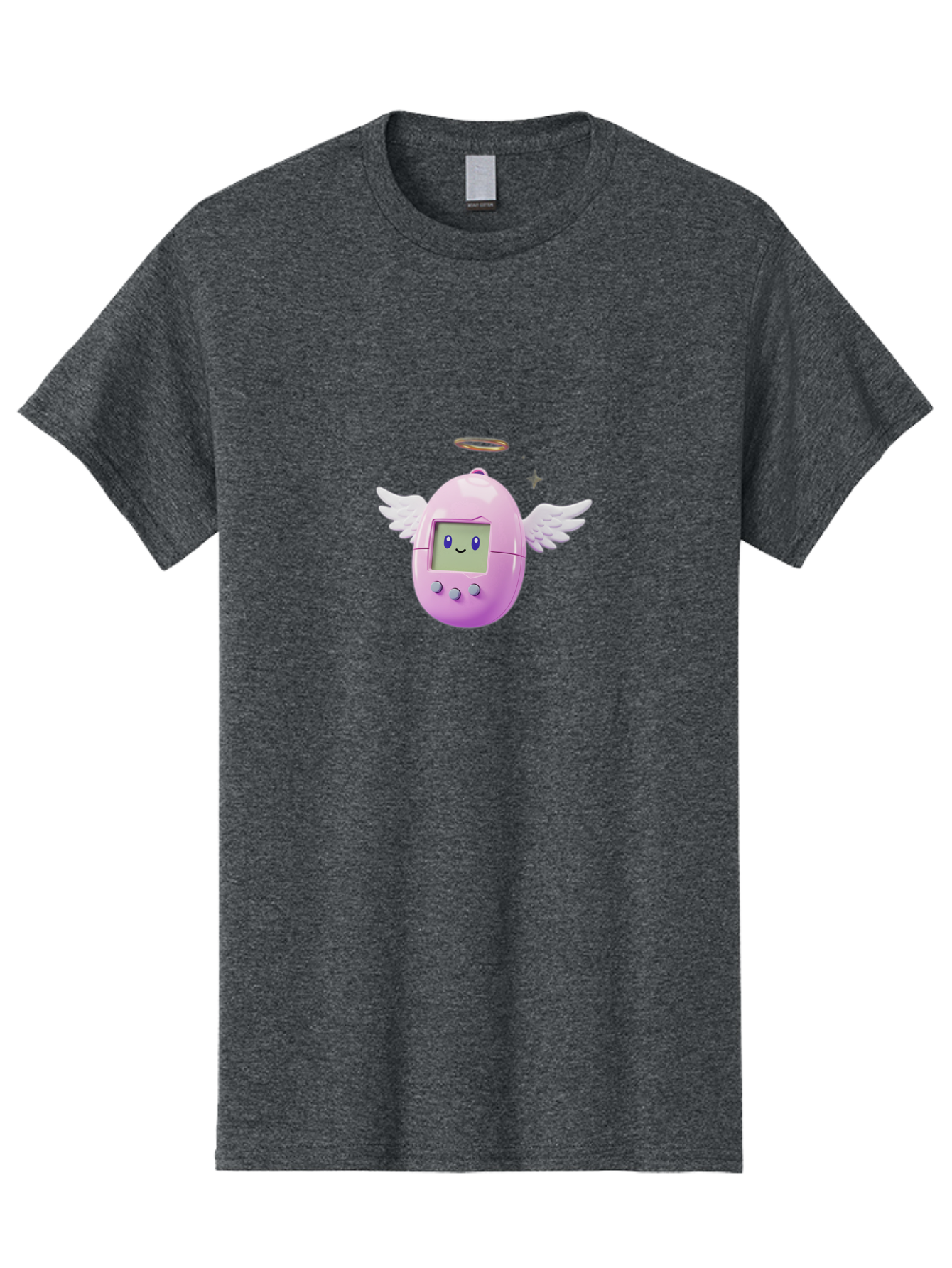 Tamagotchi-5 Men'S Graphic Tee, 100% Cotton, Comfortable Casual Summer Wear, Machine Washable, Tamagotchi With Wings, Cartoon Character, Pink Digital Pet, Smiley Face, Cute Design, Retro Toy, Nostalgic Feel, Adorable, Digital Creature Bab499
