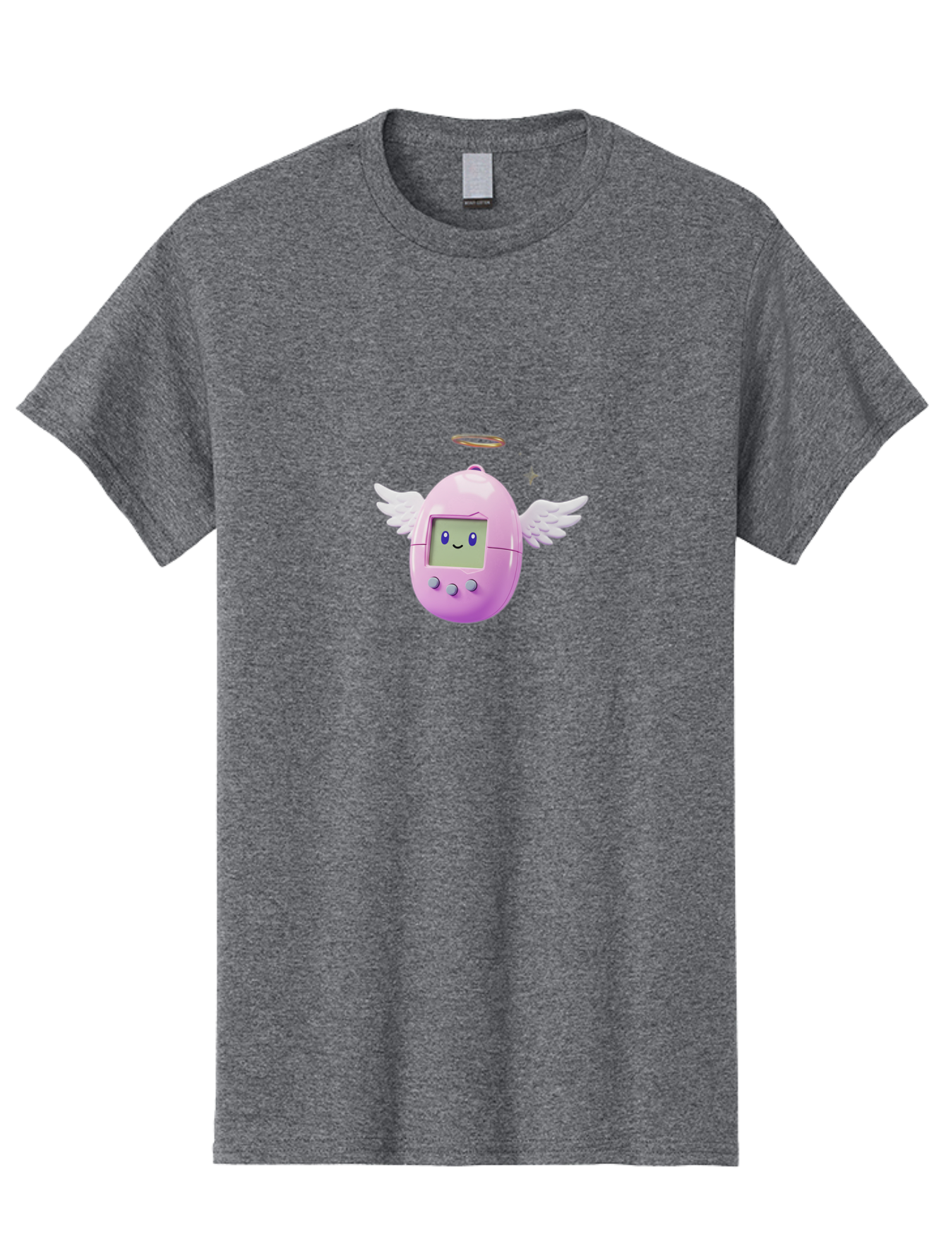 Tamagotchi-5 Men'S Graphic Tee, 100% Cotton, Comfortable Casual Summer Wear, Machine Washable, Tamagotchi With Wings, Cartoon Character, Pink Digital Pet, Smiley Face, Cute Design, Retro Toy, Nostalgic Feel, Adorable, Digital Creature Bab499