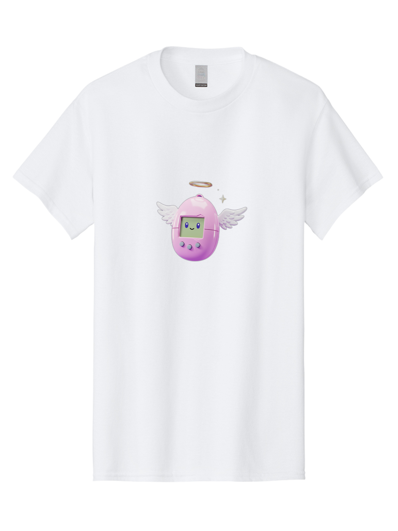 Tamagotchi-5 Men'S Graphic Tee, 100% Cotton, Comfortable Casual Summer Wear, Machine Washable, Tamagotchi With Wings, Cartoon Character, Pink Digital Pet, Smiley Face, Cute Design, Retro Toy, Nostalgic Feel, Adorable, Digital Creature Bab499