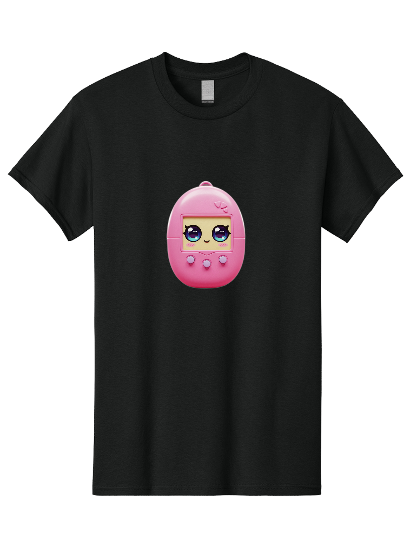 Tamagotchi-6 Men'S Graphic Tee, 100% Cotton, Comfortable Casual Summer Wear, Machine Washable, Pink Digital Pet, Cartoon Eyes, Kawaii Character, Nostalgia, Retro Gaming, Digital Creature Bab500