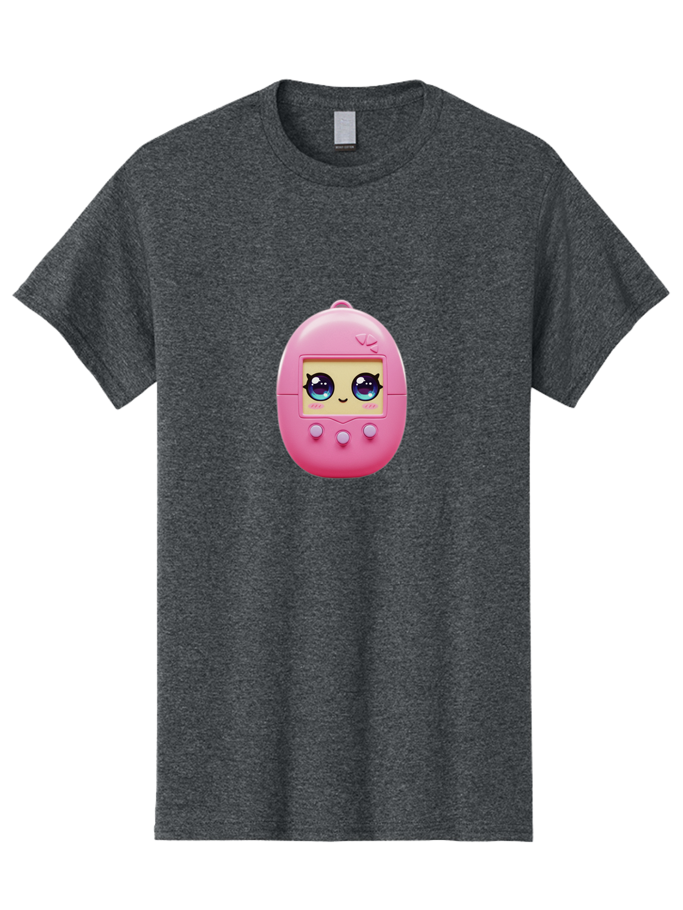 Tamagotchi-6 Men'S Graphic Tee, 100% Cotton, Comfortable Casual Summer Wear, Machine Washable, Pink Digital Pet, Cartoon Eyes, Kawaii Character, Nostalgia, Retro Gaming, Digital Creature Bab500