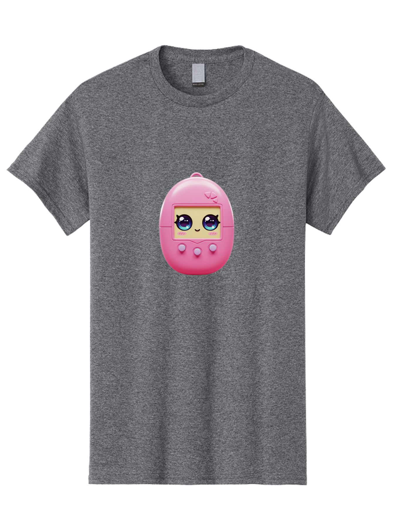 Tamagotchi-6 Men'S Graphic Tee, 100% Cotton, Comfortable Casual Summer Wear, Machine Washable, Pink Digital Pet, Cartoon Eyes, Kawaii Character, Nostalgia, Retro Gaming, Digital Creature Bab500