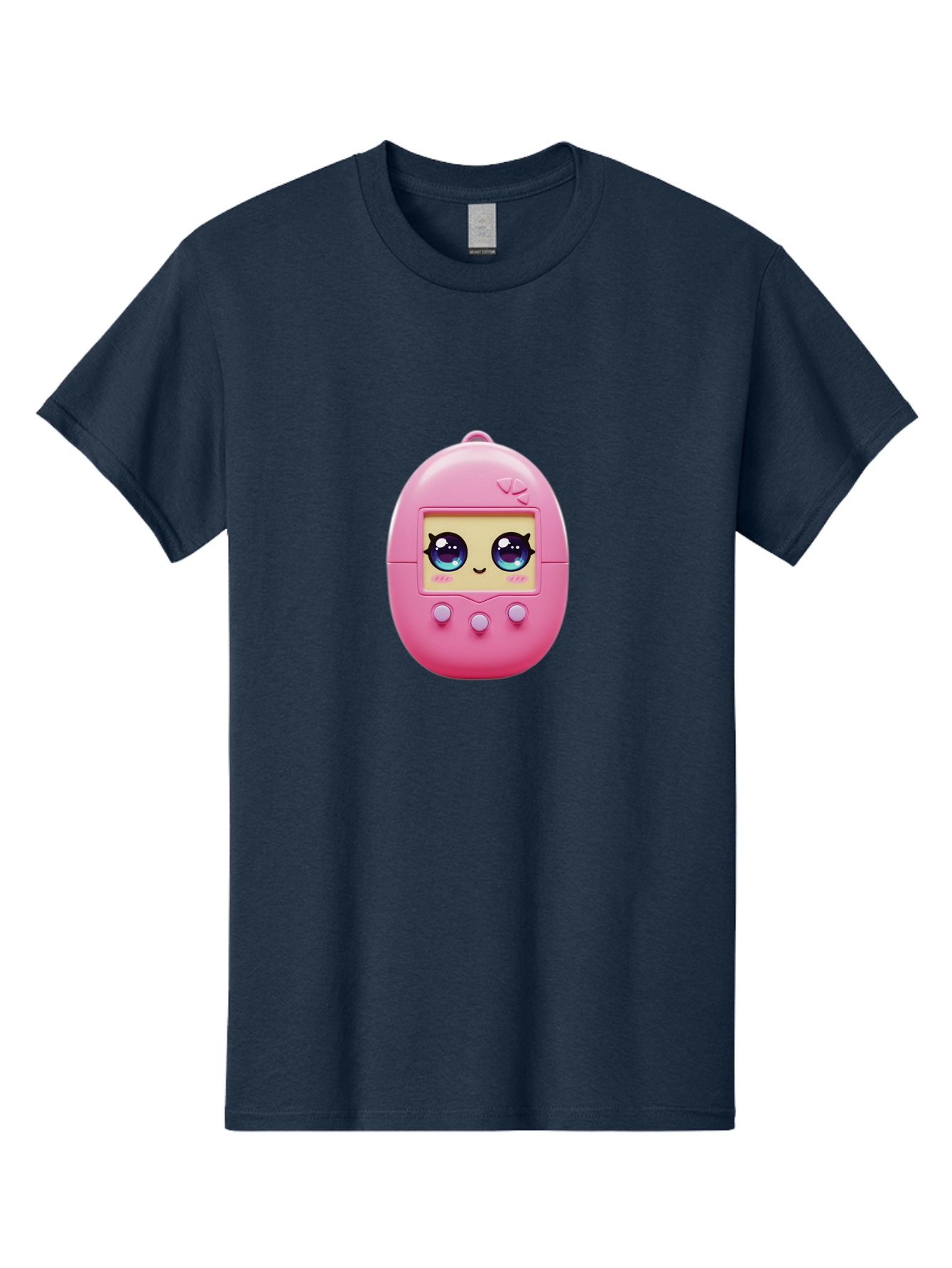 Tamagotchi-6 Men'S Graphic Tee, 100% Cotton, Comfortable Casual Summer Wear, Machine Washable, Pink Digital Pet, Cartoon Eyes, Kawaii Character, Nostalgia, Retro Gaming, Digital Creature Bab500