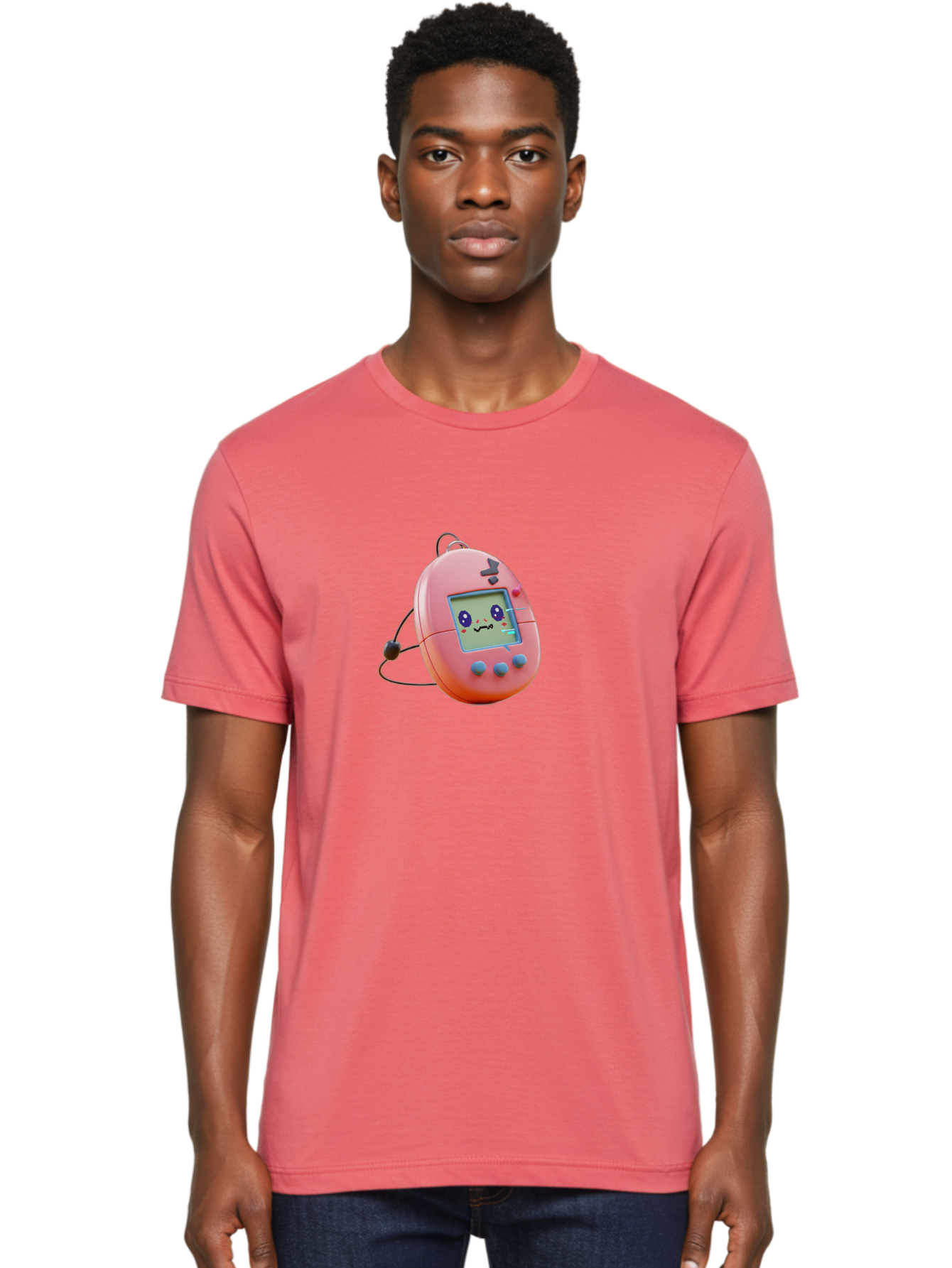 Tamagotchi-7 Men'S Graphic Tee, 100% Cotton, Comfortable Casual Summer Wear, Machine Washable, Retro Toy, Digital Pet, Pink Color, Cartoon Character, 90S Nostalgia, Handheld Game, Childrens Entertainment, Nostalgic Feelings, Fun Device Bab501