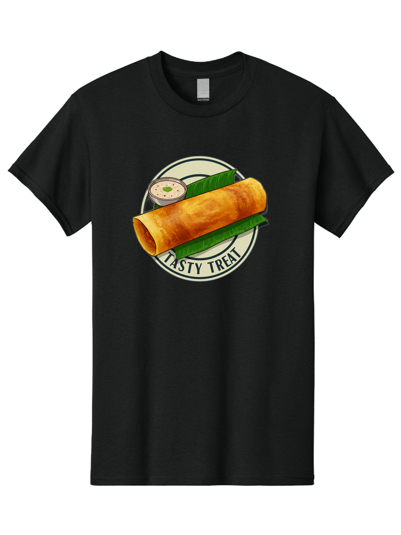 Tasty-Treat-1 Men'S Graphic Tee, 100% Cotton, Comfortable Casual Summer Wear, Machine Washable, South Indian Cuisine, Dosa, Crepe, Chutney, Traditional Indian Food, Tasty Dosa, Indian Crepe, Fermented Rice And Lentil Batter, Crispy Dosa, Bab508