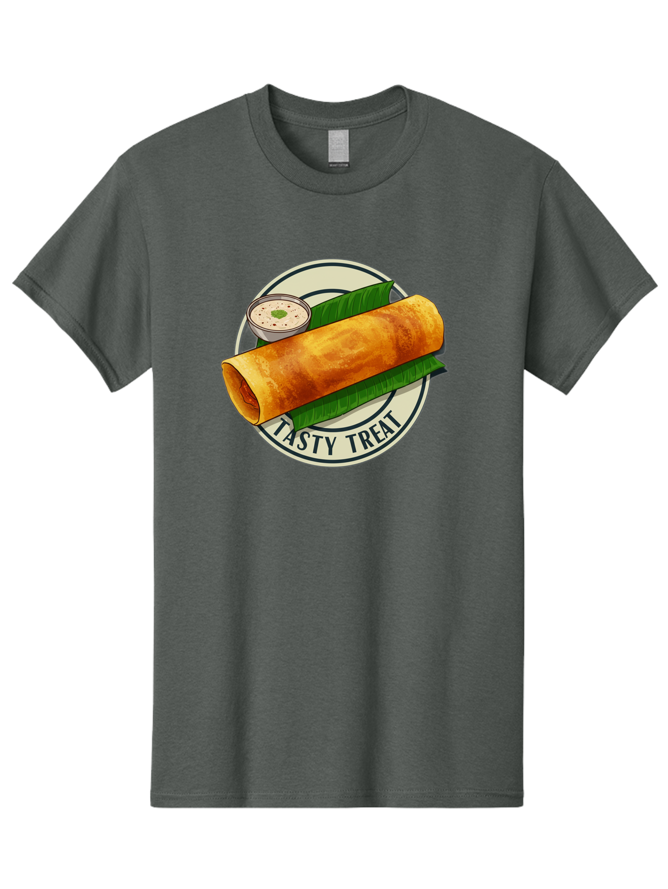 Tasty-Treat-1 Men'S Graphic Tee, 100% Cotton, Comfortable Casual Summer Wear, Machine Washable, South Indian Cuisine, Dosa, Crepe, Chutney, Traditional Indian Food, Tasty Dosa, Indian Crepe, Fermented Rice And Lentil Batter, Crispy Dosa, Bab508