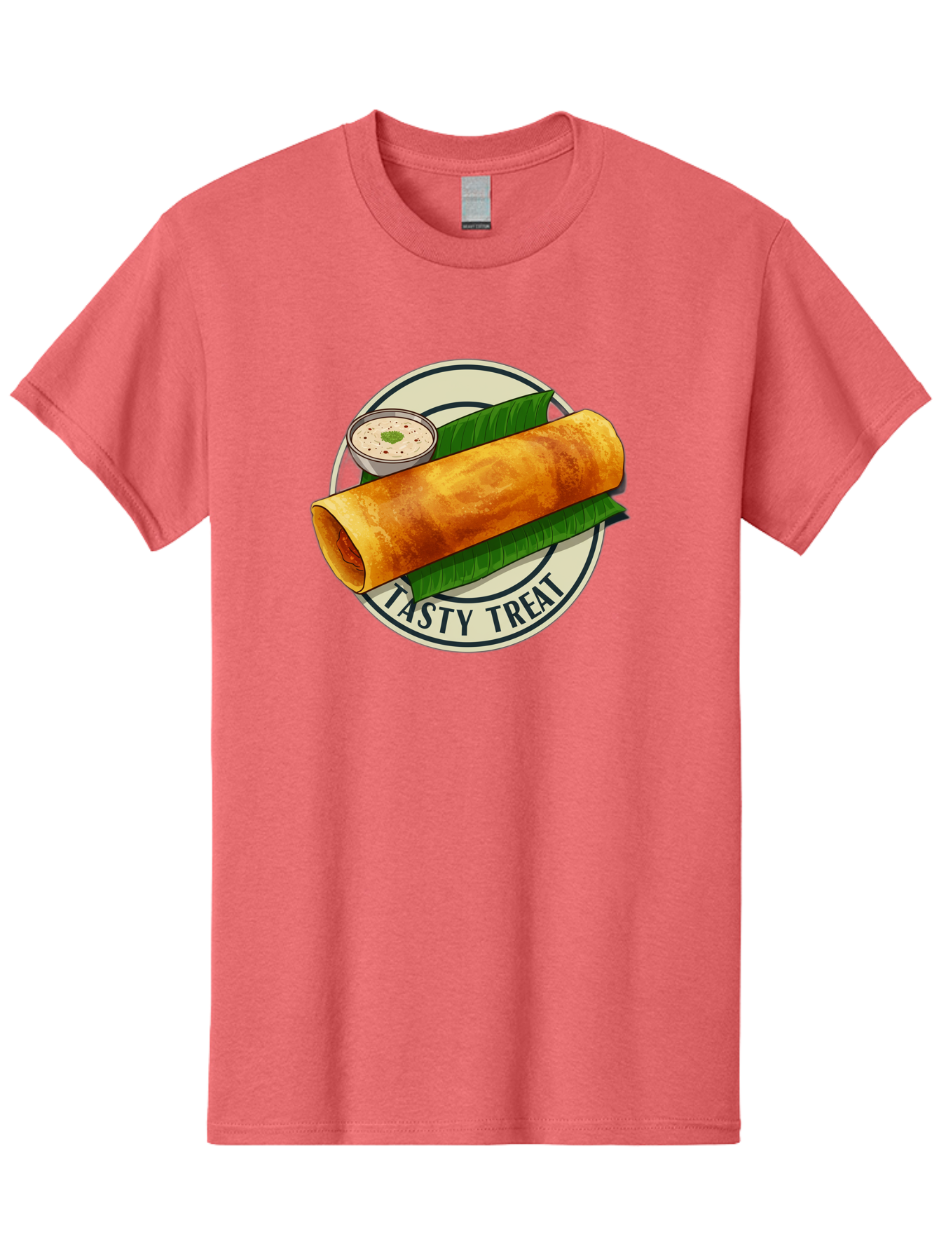 Tasty-Treat-1 Men'S Graphic Tee, 100% Cotton, Comfortable Casual Summer Wear, Machine Washable, South Indian Cuisine, Dosa, Crepe, Chutney, Traditional Indian Food, Tasty Dosa, Indian Crepe, Fermented Rice And Lentil Batter, Crispy Dosa, Bab508