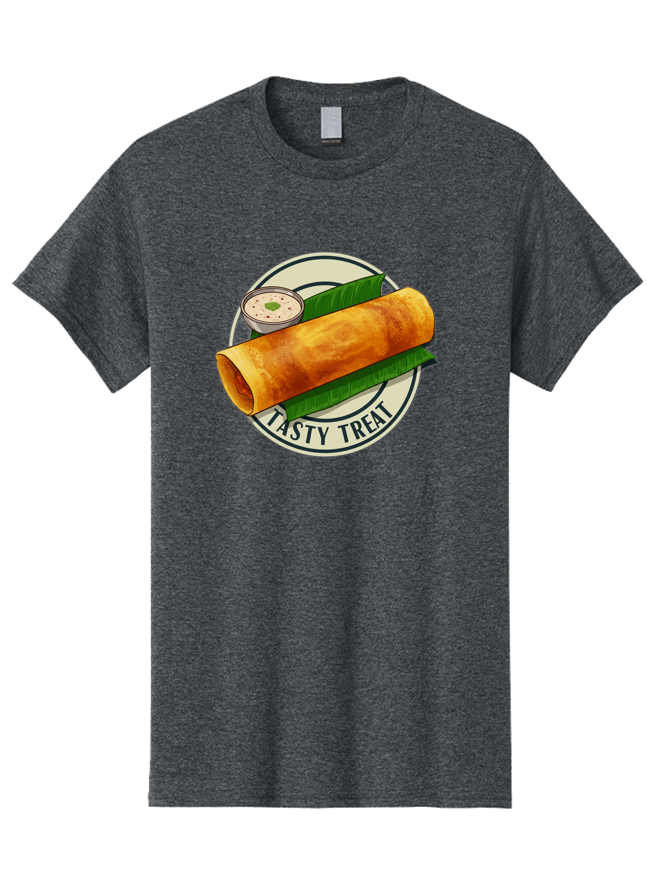 Tasty-Treat-1 Men'S Graphic Tee, 100% Cotton, Comfortable Casual Summer Wear, Machine Washable, South Indian Cuisine, Dosa, Crepe, Chutney, Traditional Indian Food, Tasty Dosa, Indian Crepe, Fermented Rice And Lentil Batter, Crispy Dosa, Bab508