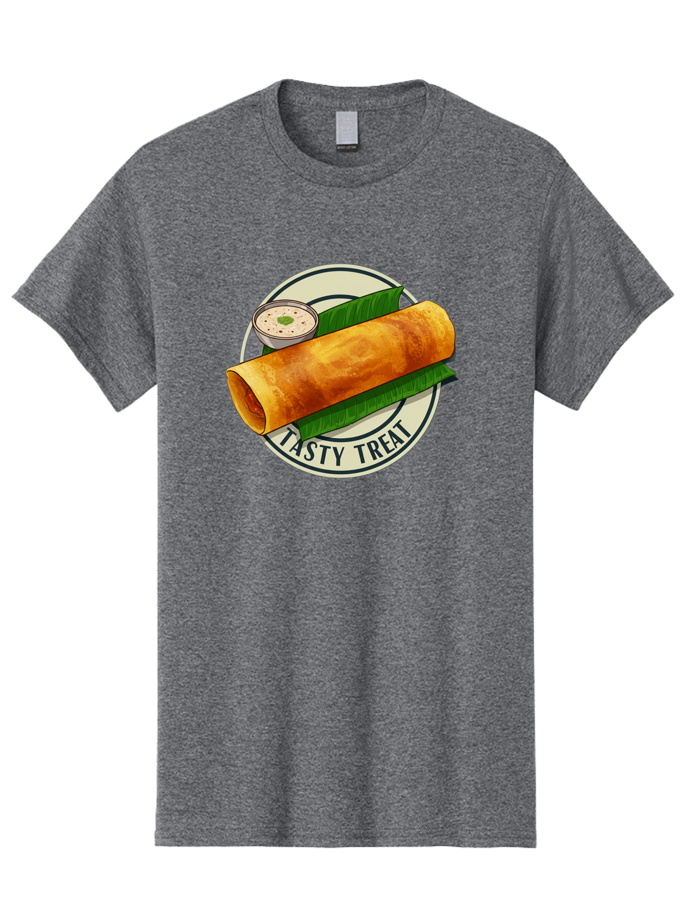 Tasty-Treat-1 Men'S Graphic Tee, 100% Cotton, Comfortable Casual Summer Wear, Machine Washable, South Indian Cuisine, Dosa, Crepe, Chutney, Traditional Indian Food, Tasty Dosa, Indian Crepe, Fermented Rice And Lentil Batter, Crispy Dosa, Bab508