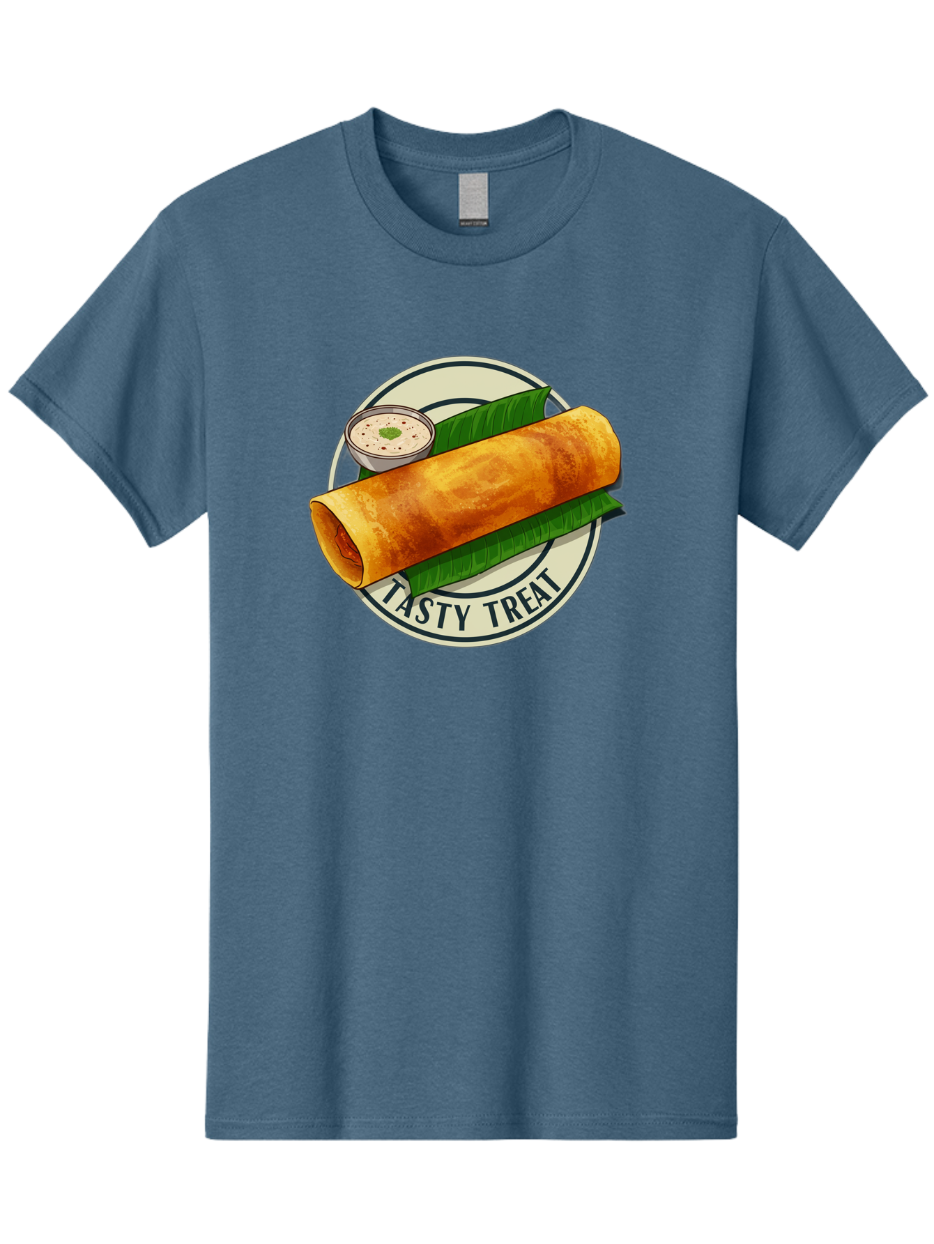 Tasty-Treat-1 Men'S Graphic Tee, 100% Cotton, Comfortable Casual Summer Wear, Machine Washable, South Indian Cuisine, Dosa, Crepe, Chutney, Traditional Indian Food, Tasty Dosa, Indian Crepe, Fermented Rice And Lentil Batter, Crispy Dosa, Bab508