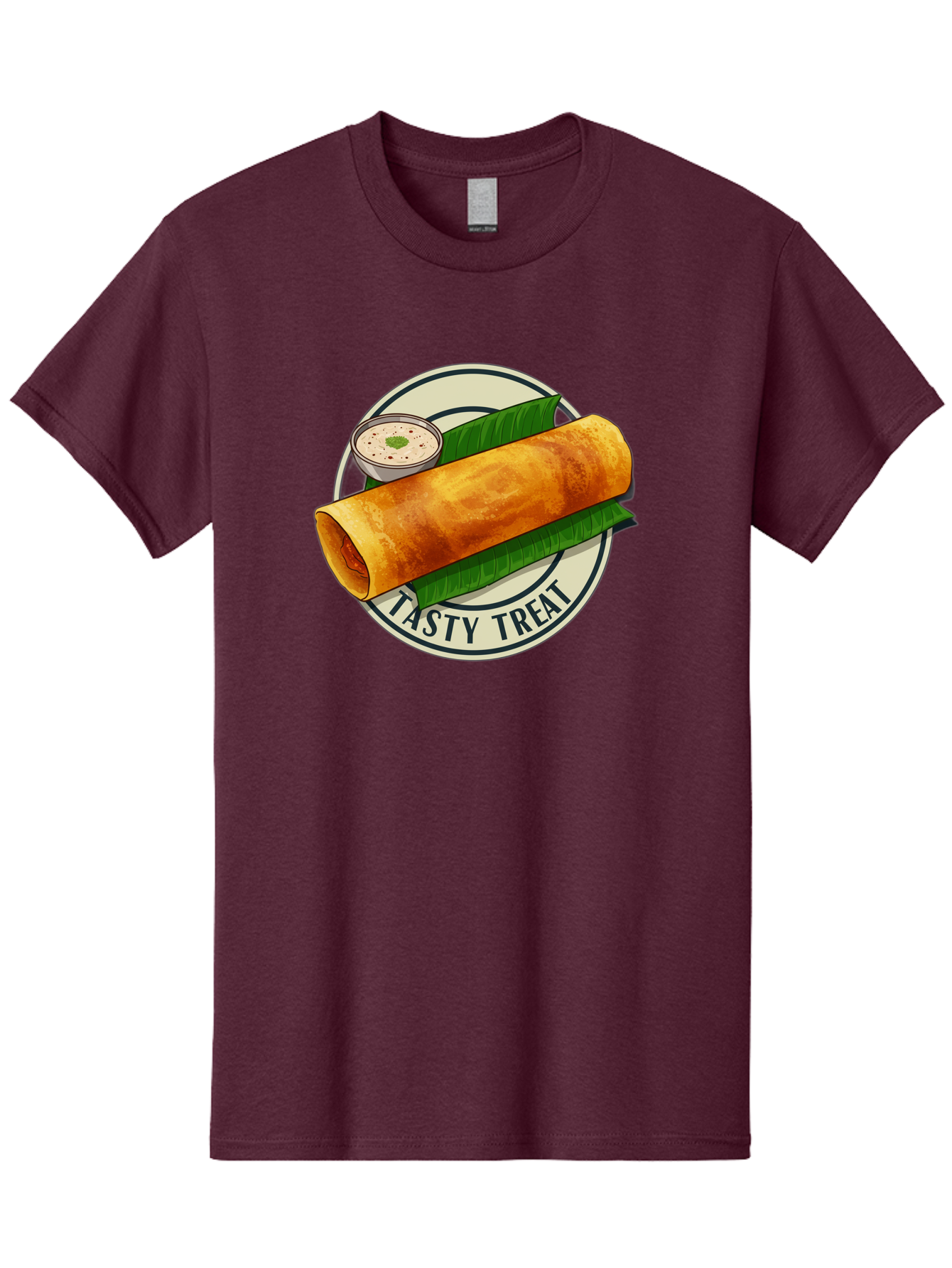 Tasty-Treat-1 Men'S Graphic Tee, 100% Cotton, Comfortable Casual Summer Wear, Machine Washable, South Indian Cuisine, Dosa, Crepe, Chutney, Traditional Indian Food, Tasty Dosa, Indian Crepe, Fermented Rice And Lentil Batter, Crispy Dosa, Bab508