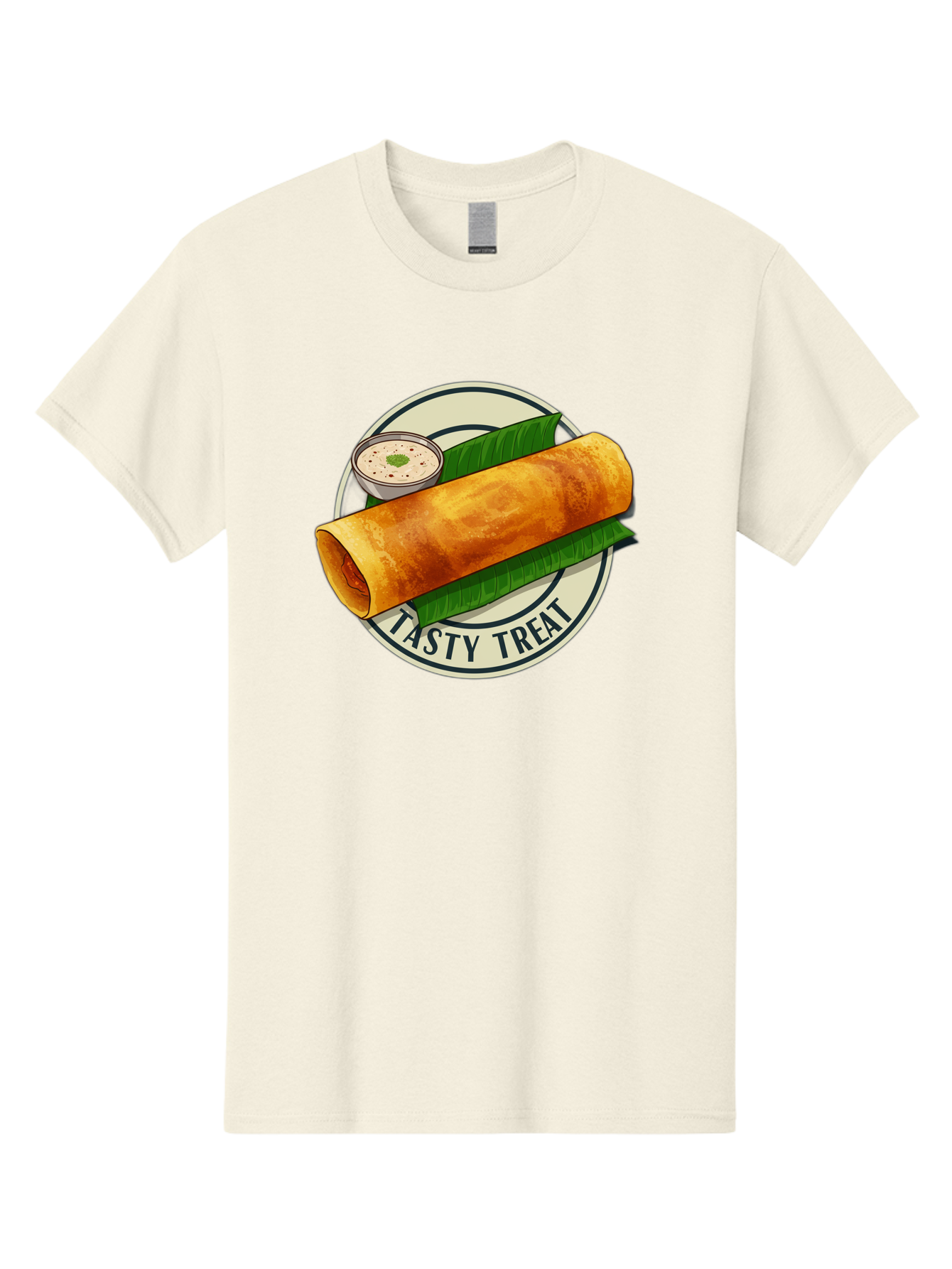 Tasty-Treat-1 Men'S Graphic Tee, 100% Cotton, Comfortable Casual Summer Wear, Machine Washable, South Indian Cuisine, Dosa, Crepe, Chutney, Traditional Indian Food, Tasty Dosa, Indian Crepe, Fermented Rice And Lentil Batter, Crispy Dosa, Bab508