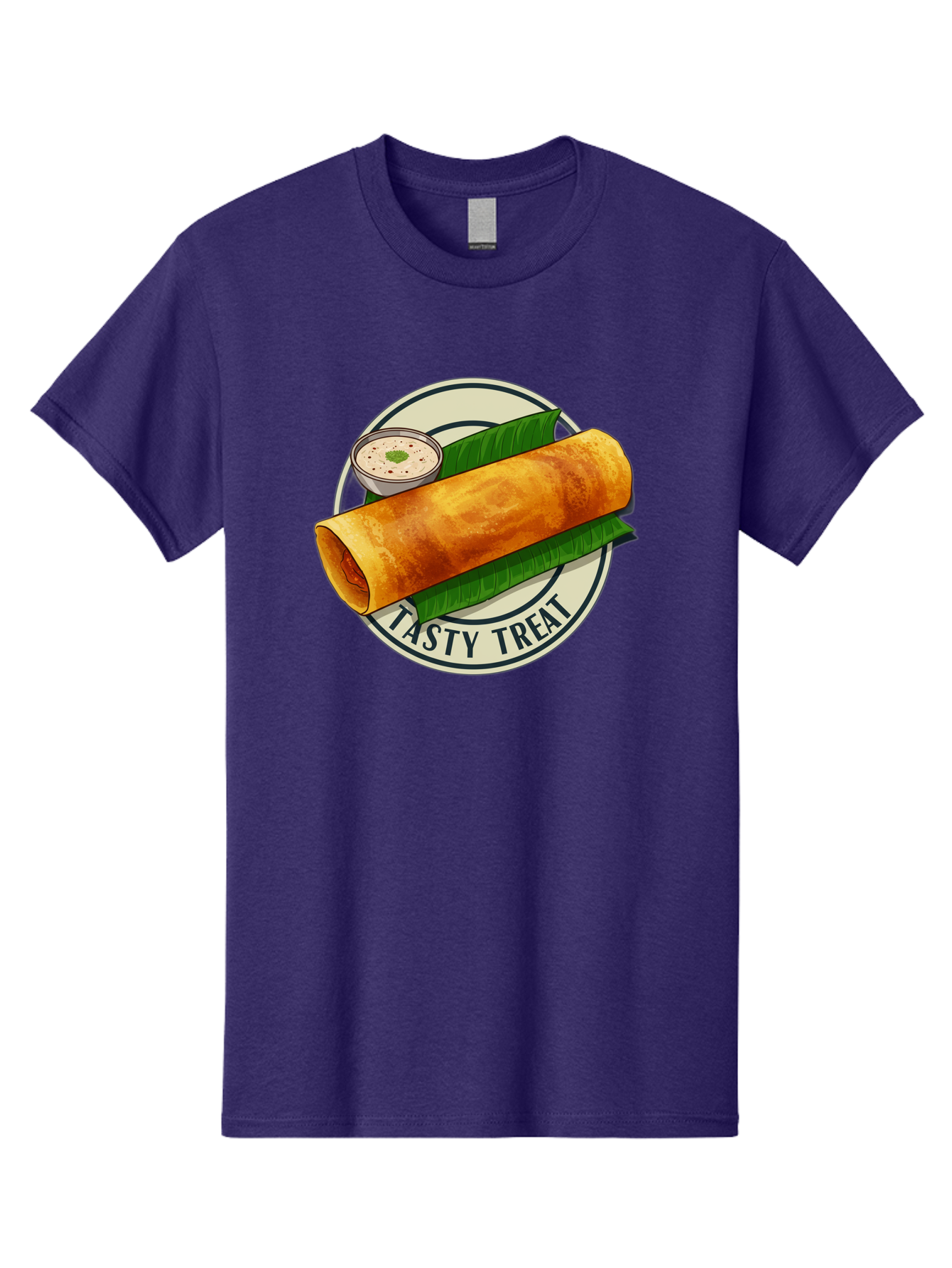 Tasty-Treat-1 Men'S Graphic Tee, 100% Cotton, Comfortable Casual Summer Wear, Machine Washable, South Indian Cuisine, Dosa, Crepe, Chutney, Traditional Indian Food, Tasty Dosa, Indian Crepe, Fermented Rice And Lentil Batter, Crispy Dosa, Bab508