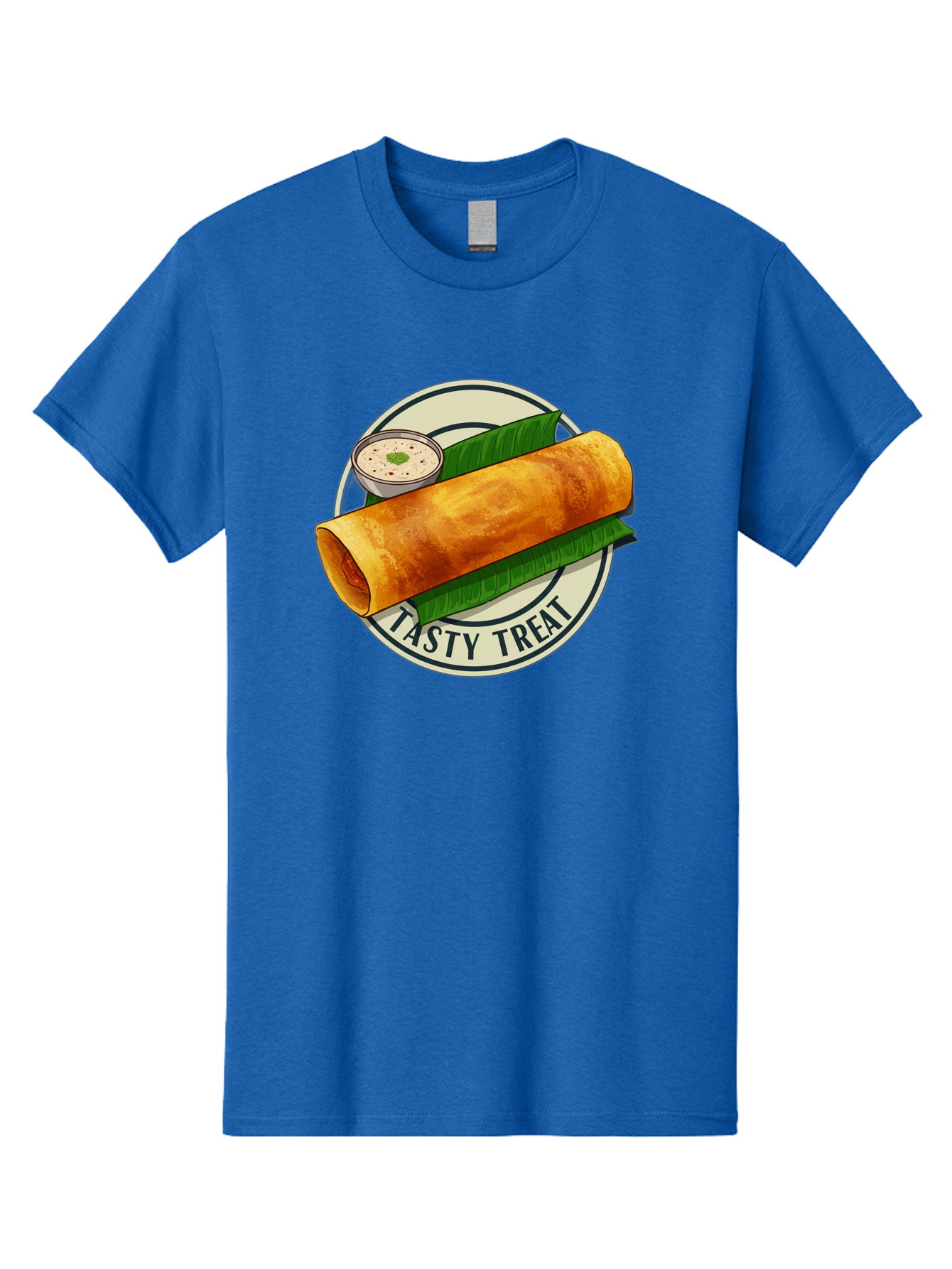 Tasty-Treat-1 Men'S Graphic Tee, 100% Cotton, Comfortable Casual Summer Wear, Machine Washable, South Indian Cuisine, Dosa, Crepe, Chutney, Traditional Indian Food, Tasty Dosa, Indian Crepe, Fermented Rice And Lentil Batter, Crispy Dosa, Bab508