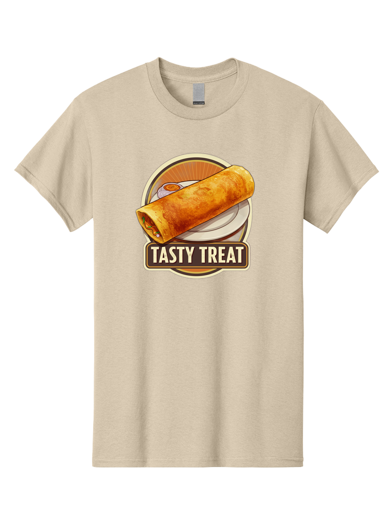 Tasty-Treat-10 Men'S Graphic Tee, 100% Cotton, Comfortable Casual Summer Wear, Machine Washable, Crispy Dosa, Savory Crepe, Indian Cuisine, Street Food, Tasty Treat, Foodie Delight, Authentic Flavors, Cultural Heritage Bab509