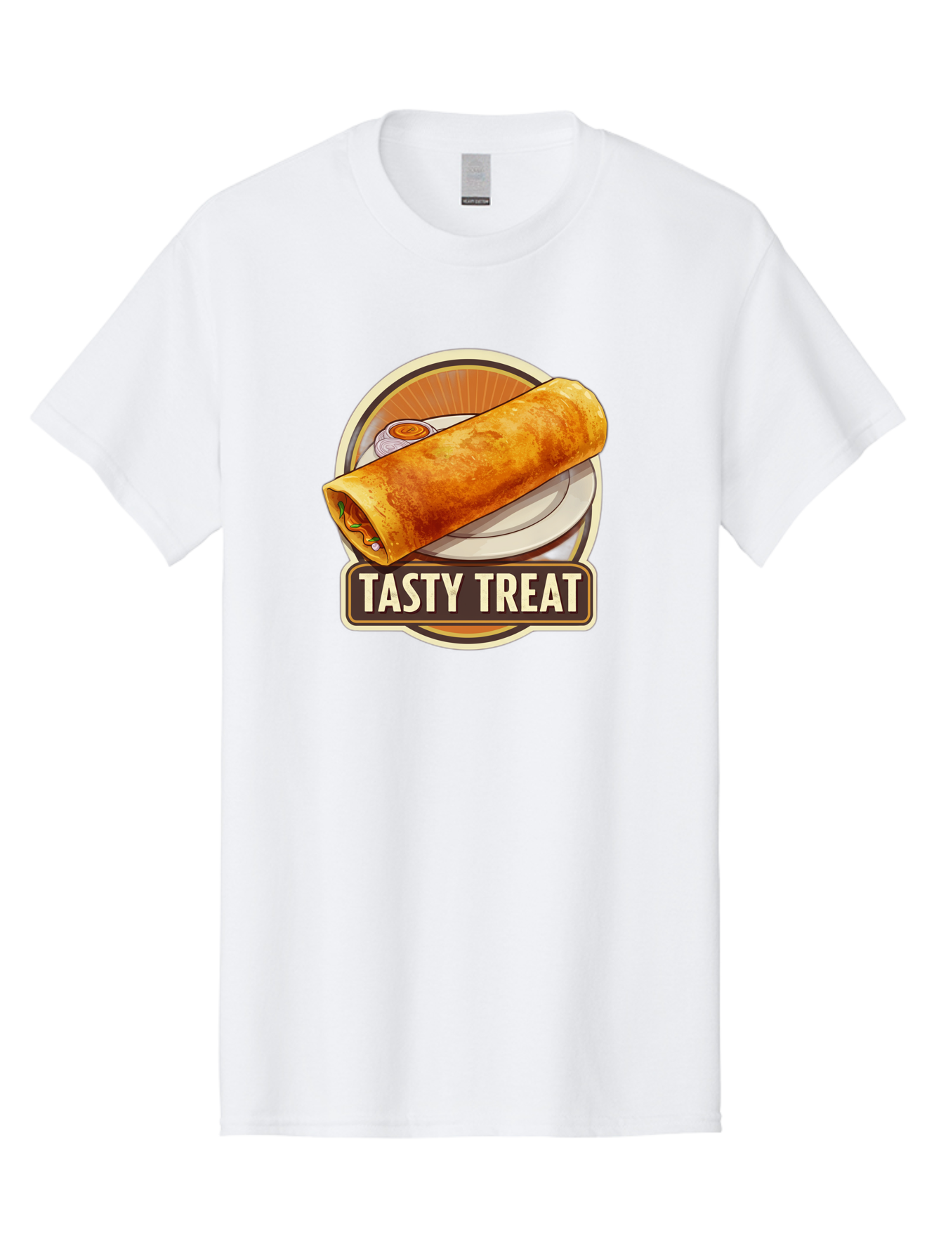 Tasty-Treat-10 Men'S Graphic Tee, 100% Cotton, Comfortable Casual Summer Wear, Machine Washable, Crispy Dosa, Savory Crepe, Indian Cuisine, Street Food, Tasty Treat, Foodie Delight, Authentic Flavors, Cultural Heritage Bab509