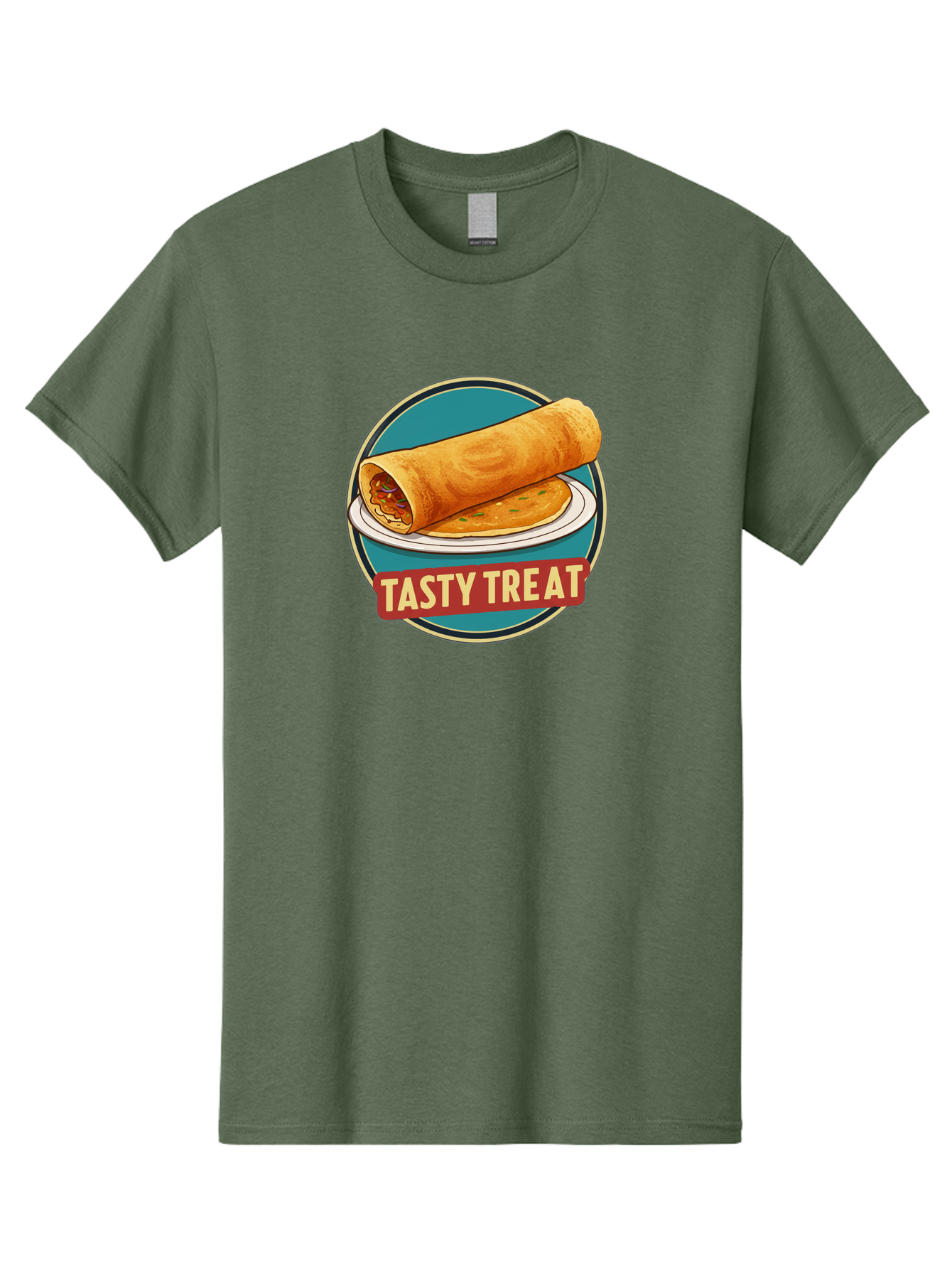 Tasty-Treat-11 Men'S Graphic Tee, 100% Cotton, Comfortable Casual Summer Wear, Machine Washable, Rolled Dosa, Savory Crepe, Indian Cuisine, South Asian Food, Tasty Treat, Dosa On A Plate, Delicious Meal, Spicy Filling Bab510