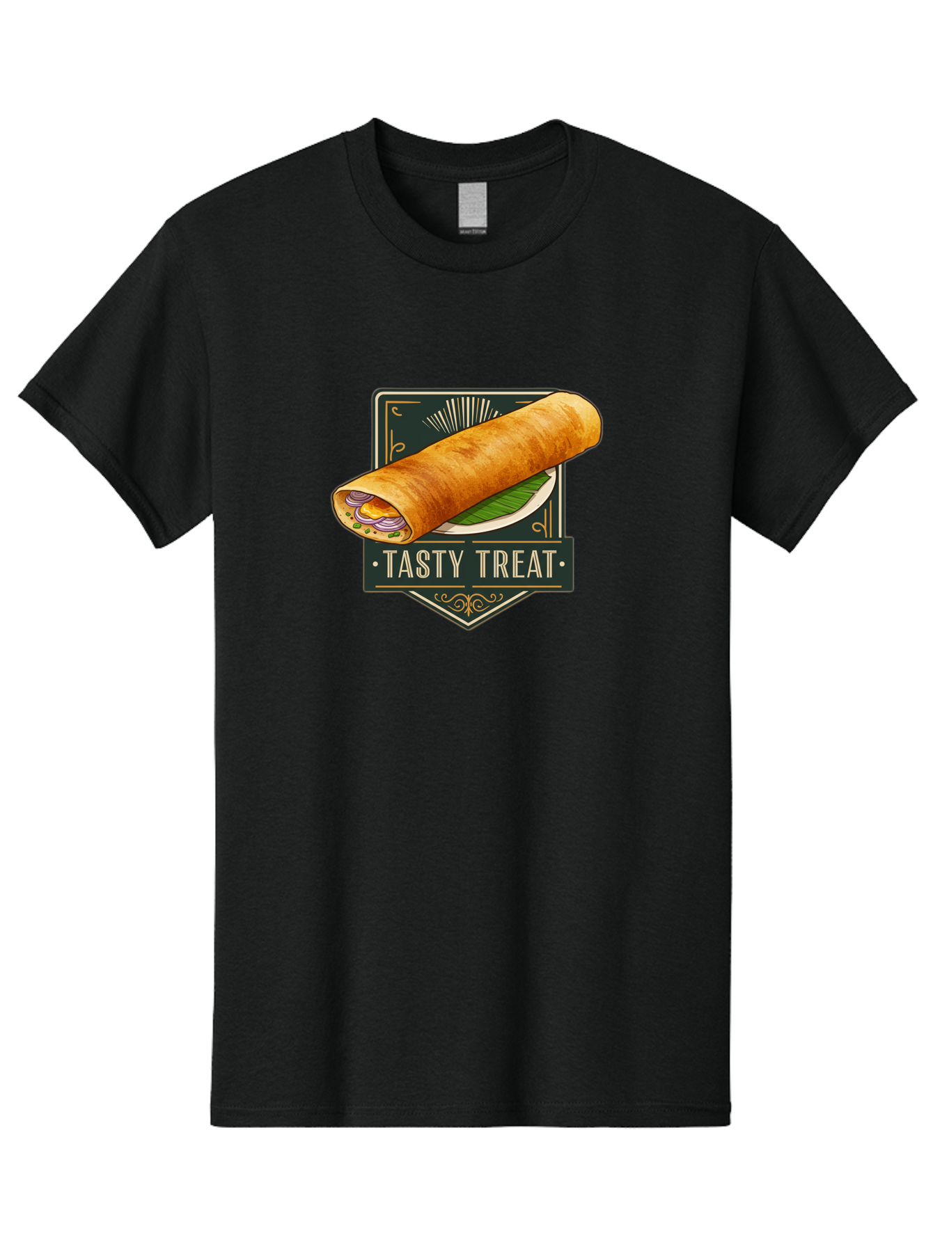 Tasty-Treat-2 Men'S Graphic Tee, 100% Cotton, Comfortable Casual Summer Wear, Machine Washable, Rolled Crepe With Filling, Tasty Treat, Crepe, Crepe Dish, Savory Crepe, Egg, Onion, Culinary Delights, Gourmet Food, Foodie, Crepe Cuisine Bab511